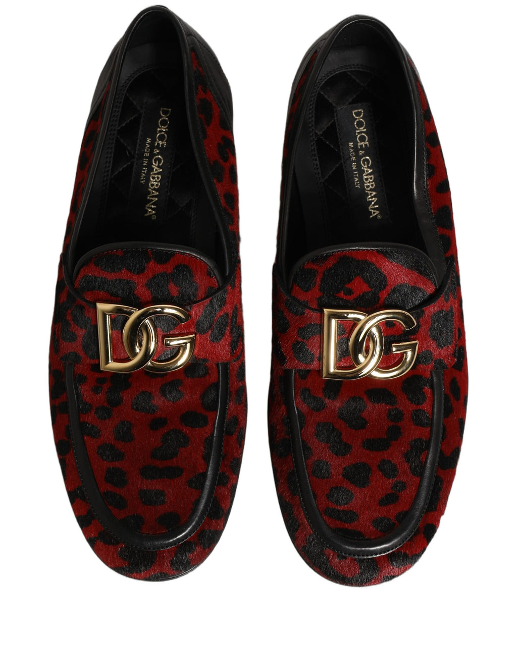 Mocassins Dolce & Gabbana en crin de poney imprimé léopard rouge