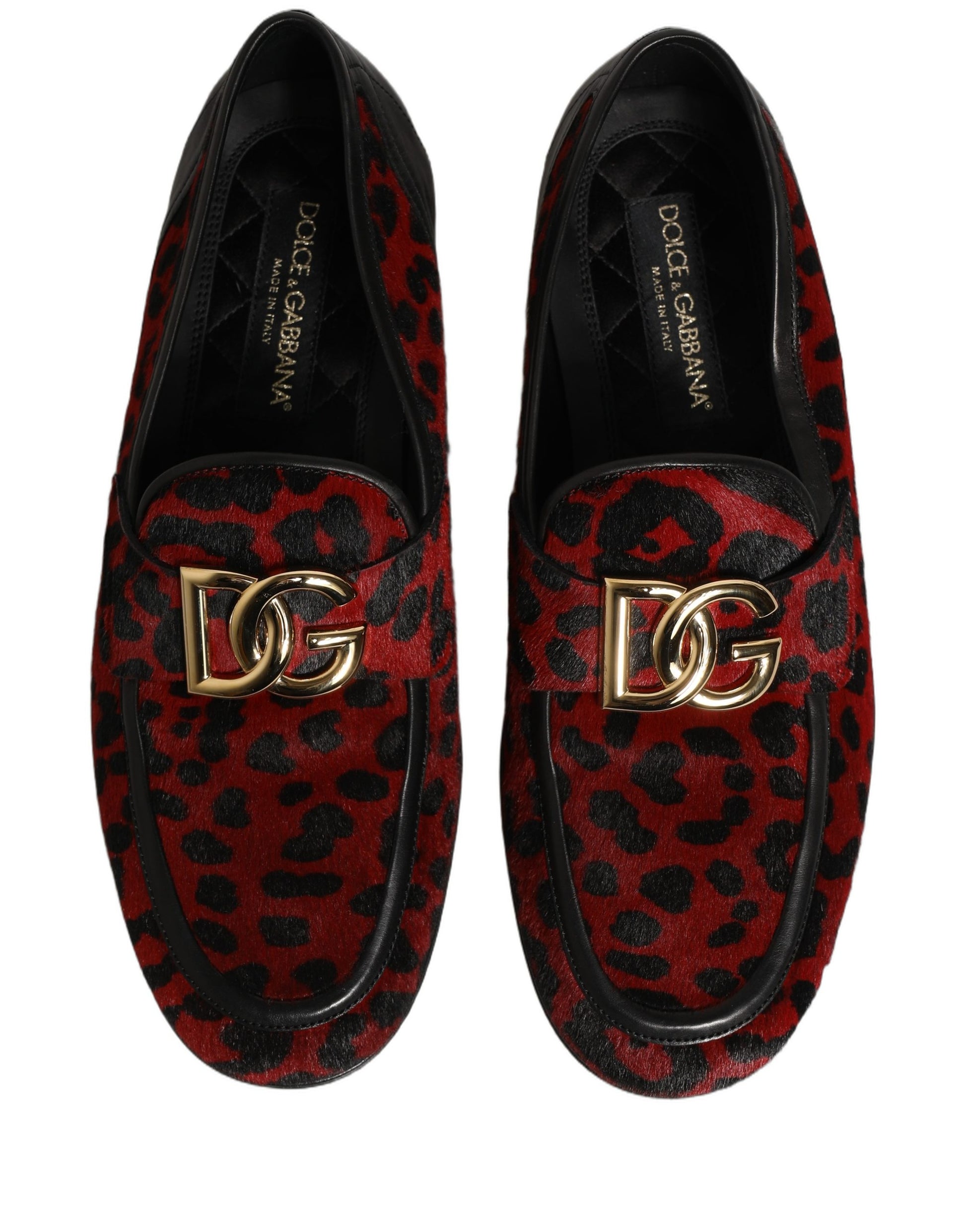 Mocassins Dolce & Gabbana en crin de poney imprimé léopard rouge