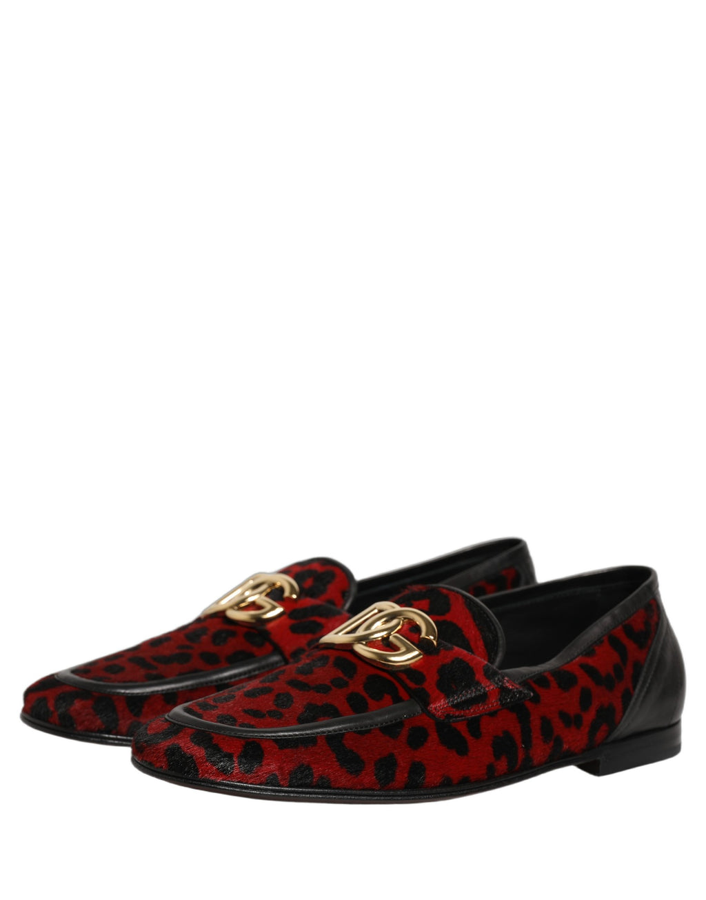 Mocassins Dolce & Gabbana en crin de poney imprimé léopard rouge