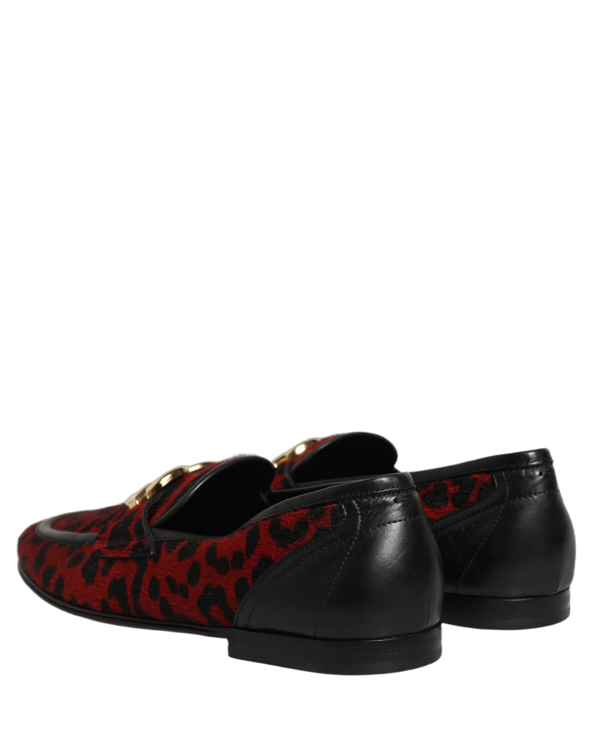 Mocassins Dolce & Gabbana en crin de poney imprimé léopard rouge