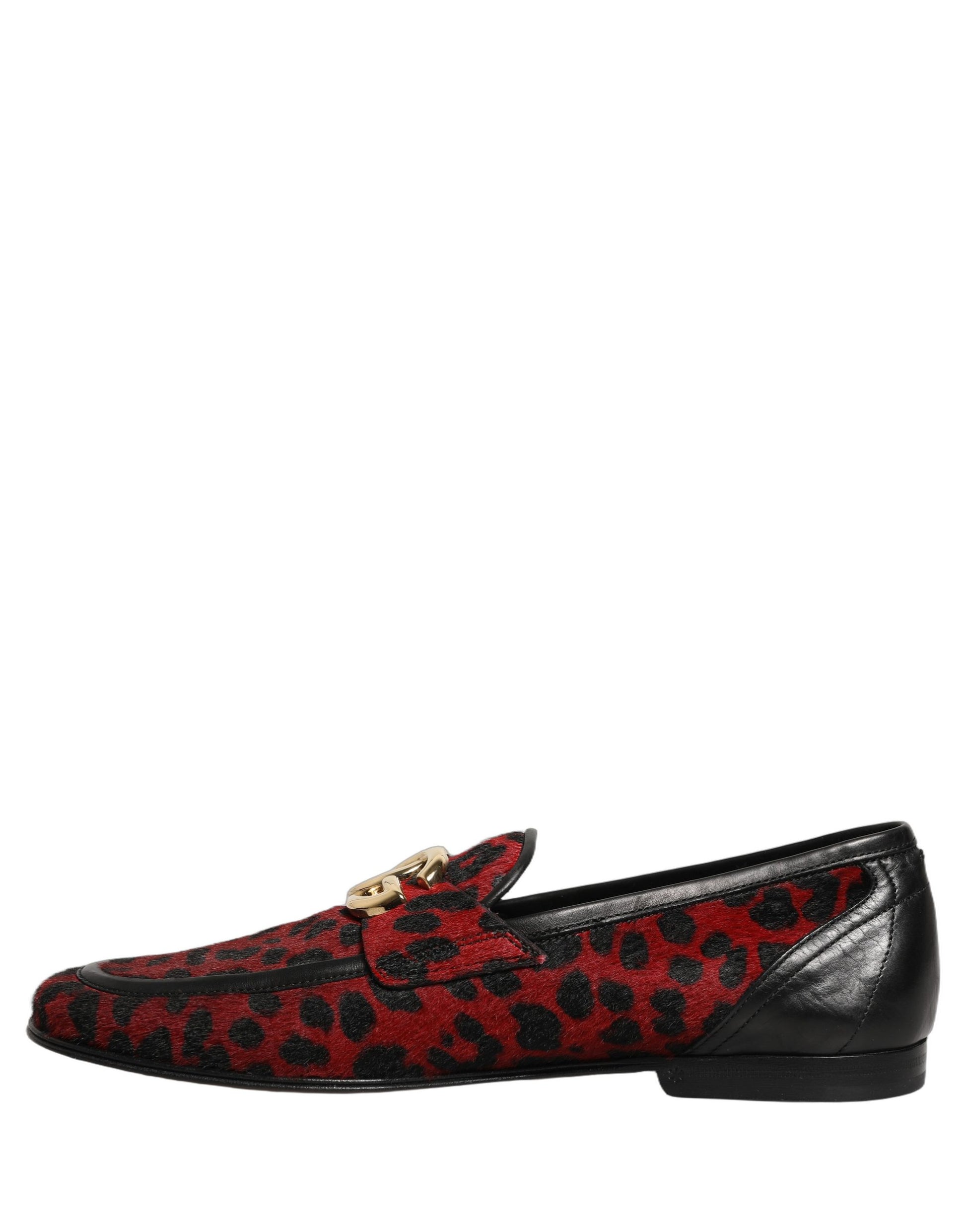 Mocassins Dolce & Gabbana en crin de poney imprimé léopard rouge