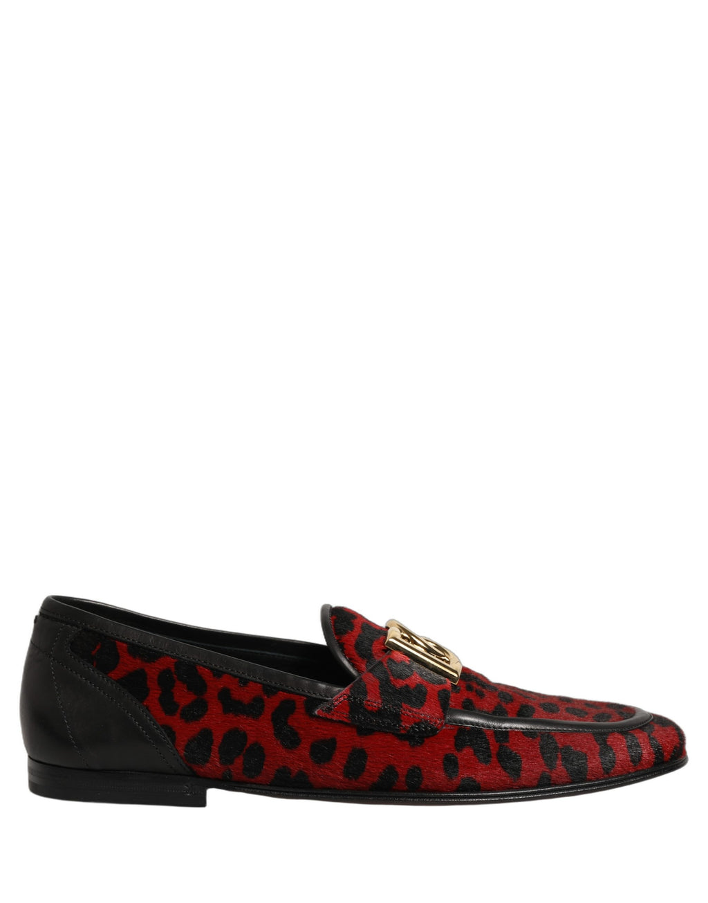 Mocassins Dolce & Gabbana en crin de poney imprimé léopard rouge