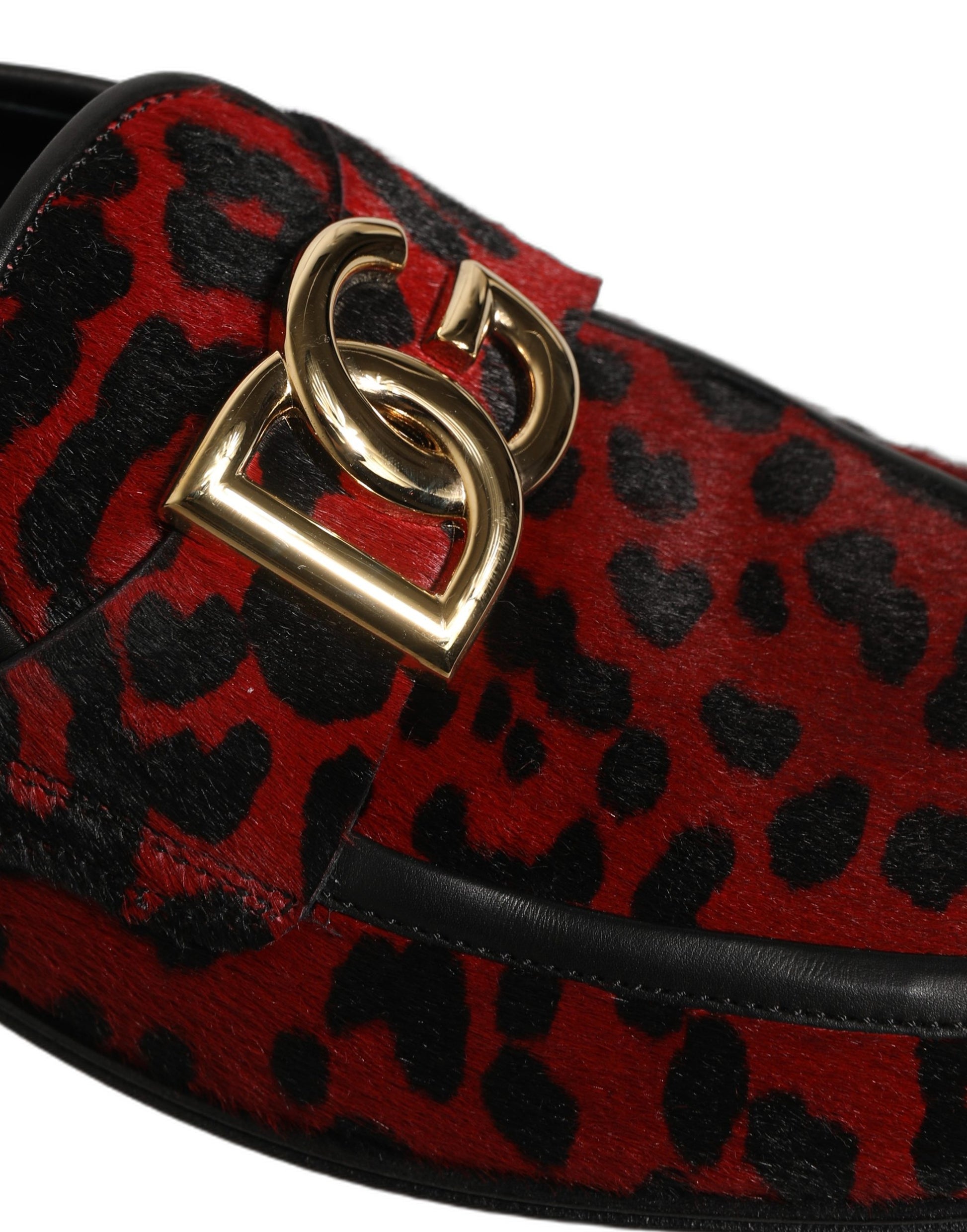 Mocassins Dolce & Gabbana en crin de poney imprimé léopard rouge