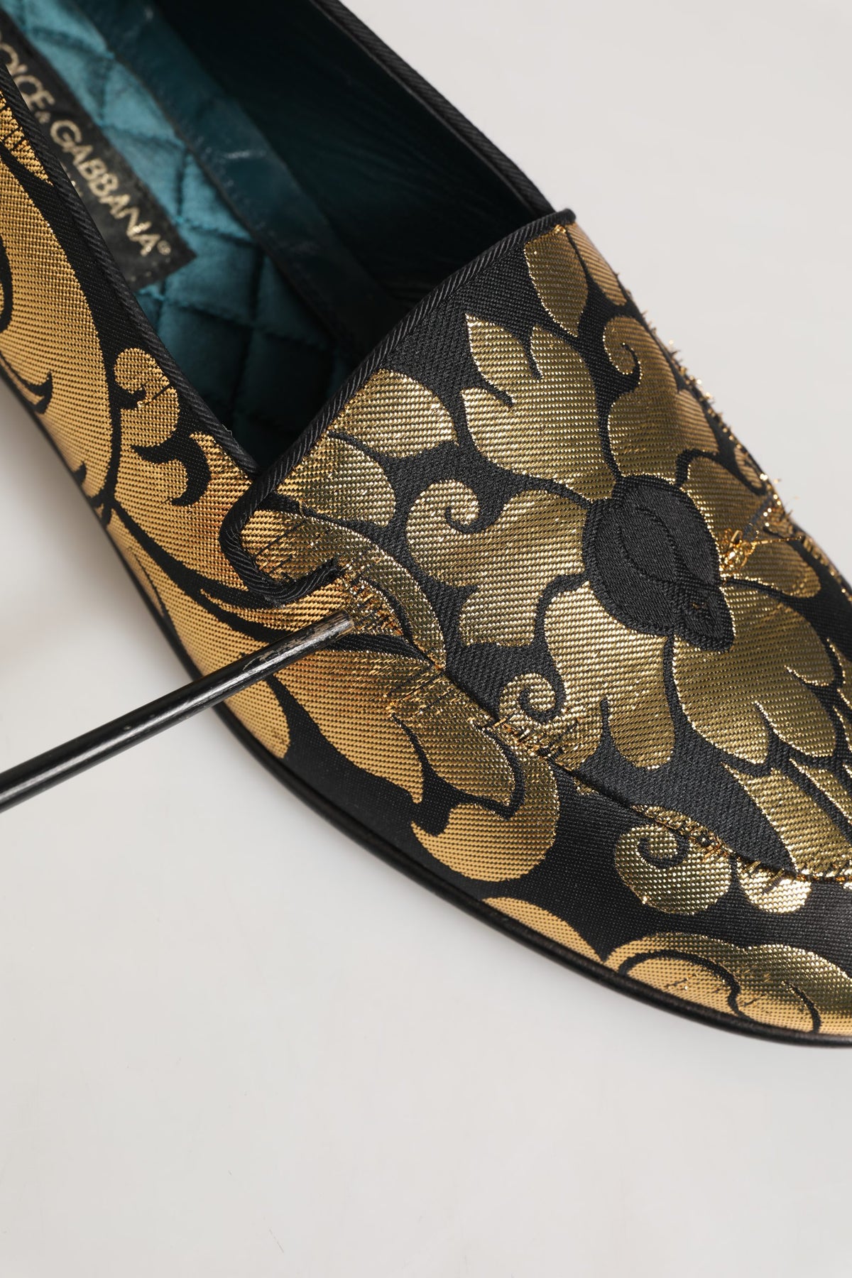 Chaussures Mocassins Dolce & Gabbana Jacquard Floral Noir Or