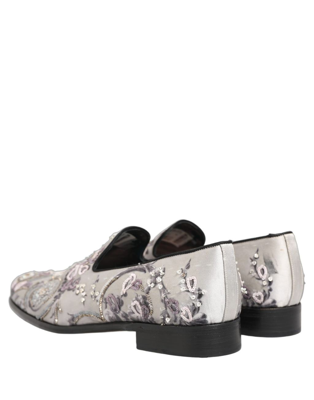 Chaussures mocassins à enfiler Dolce & Gabbana blancs à paillettes