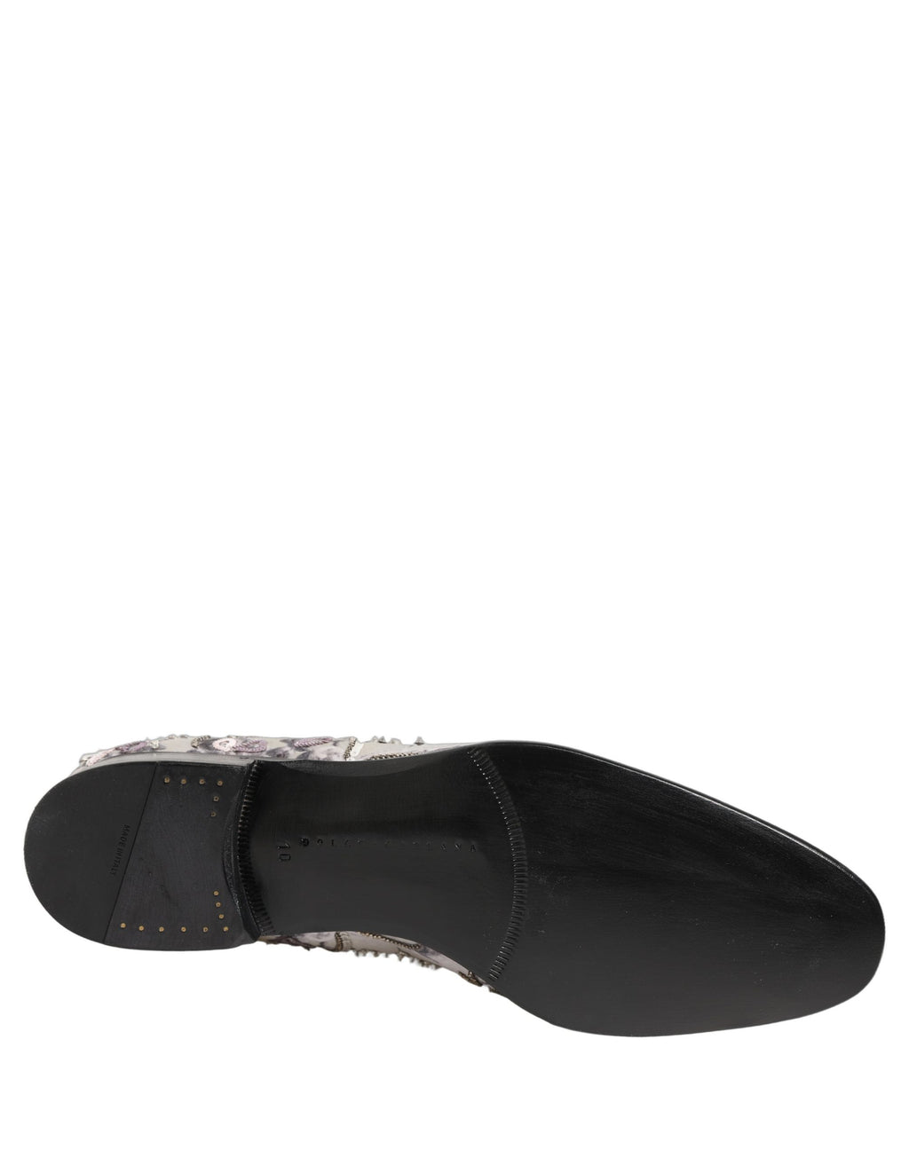 Chaussures mocassins à enfiler Dolce & Gabbana blancs à paillettes