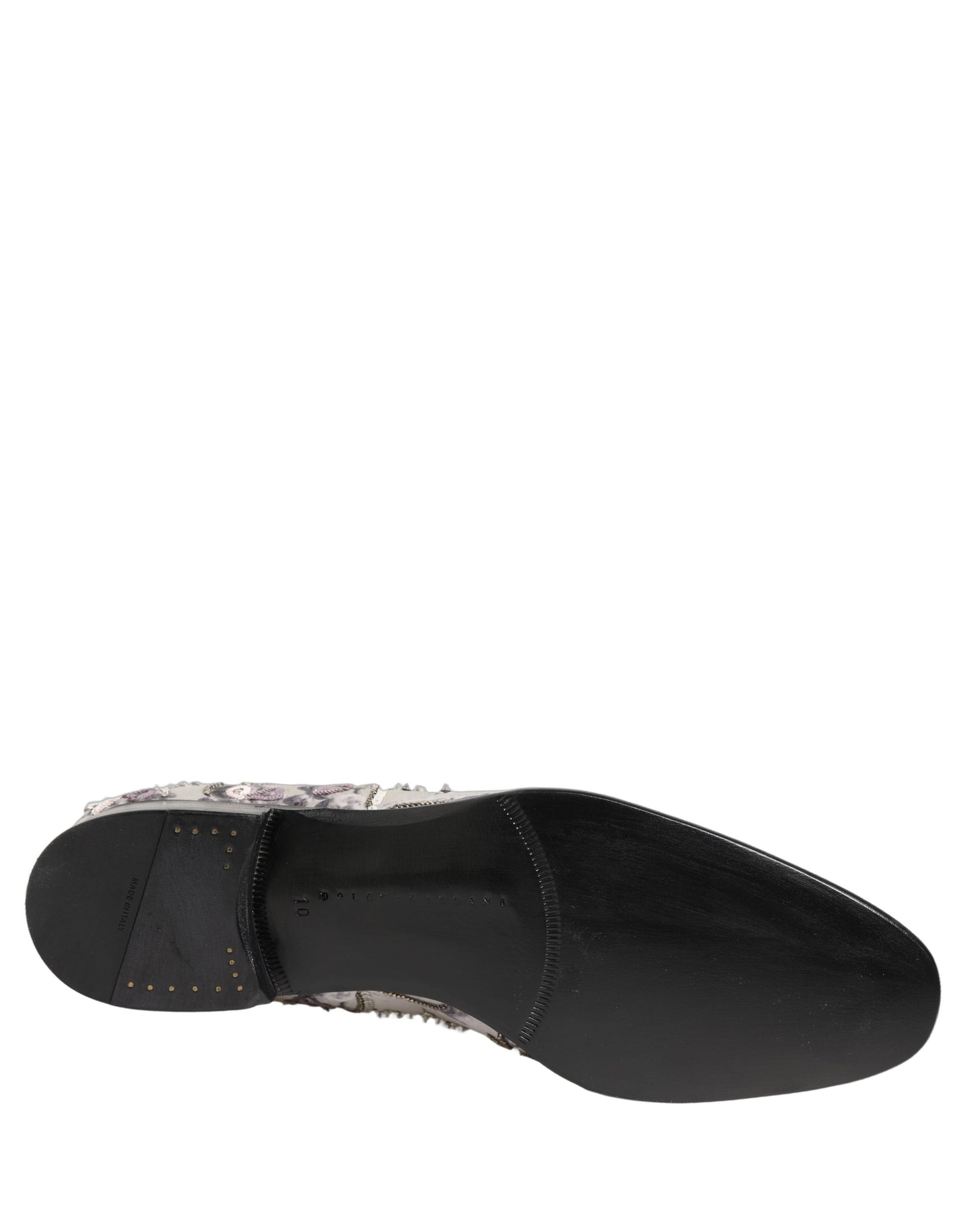 Chaussures mocassins à enfiler Dolce & Gabbana blancs à paillettes