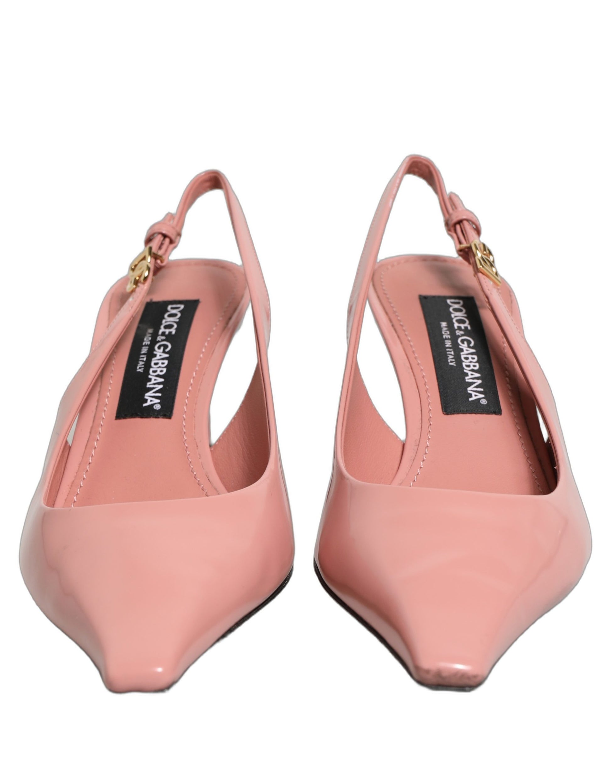 Chaussures Slingback à Talons Mi-hauts en Cuir Rose Dolce & Gabbana