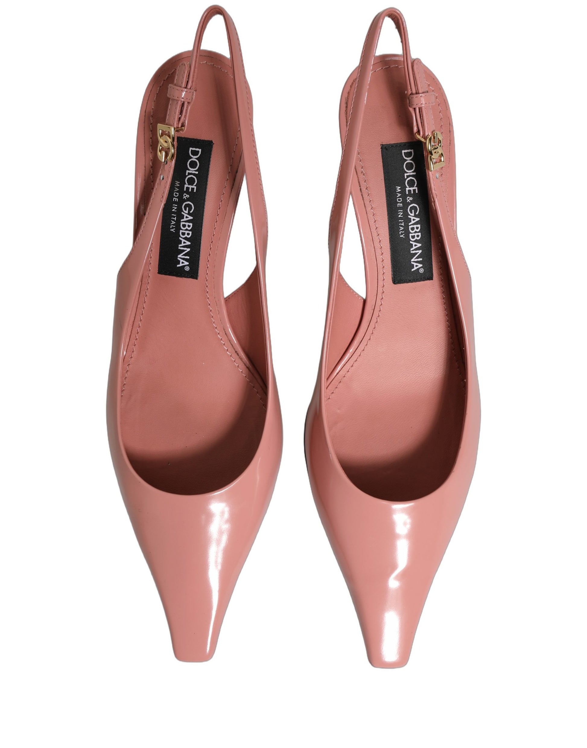 Chaussures Slingback à Talons Mi-hauts en Cuir Rose Dolce & Gabbana