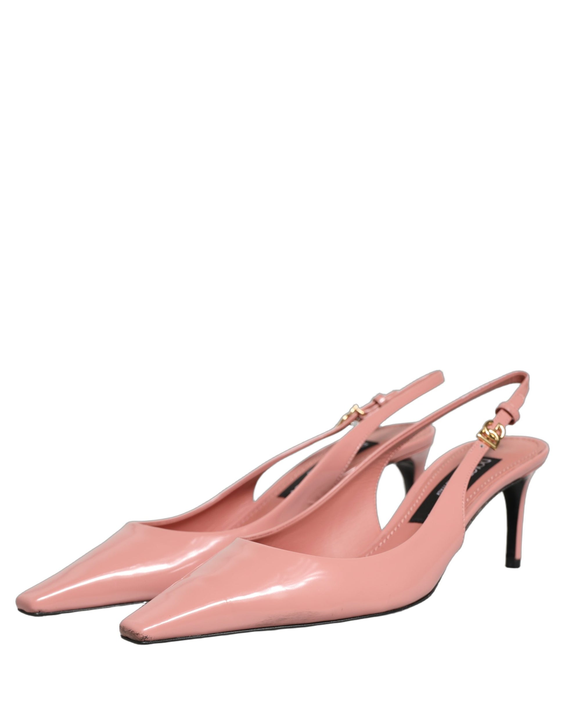 Chaussures Slingback à Talons Mi-hauts en Cuir Rose Dolce & Gabbana