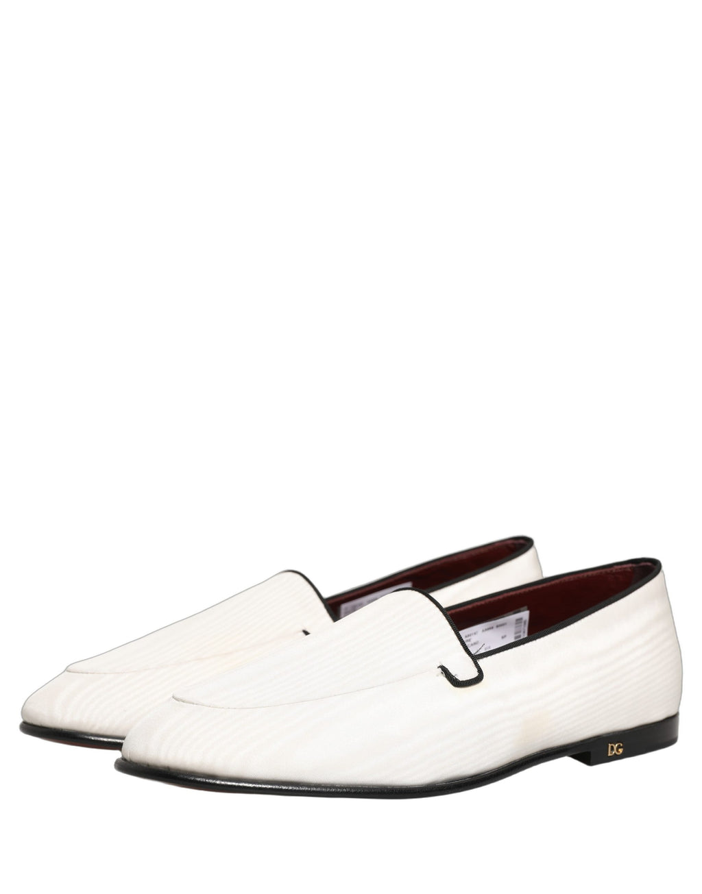 Mocassins plats à enfiler en velours blanc Dolce & Gabbana pour homme