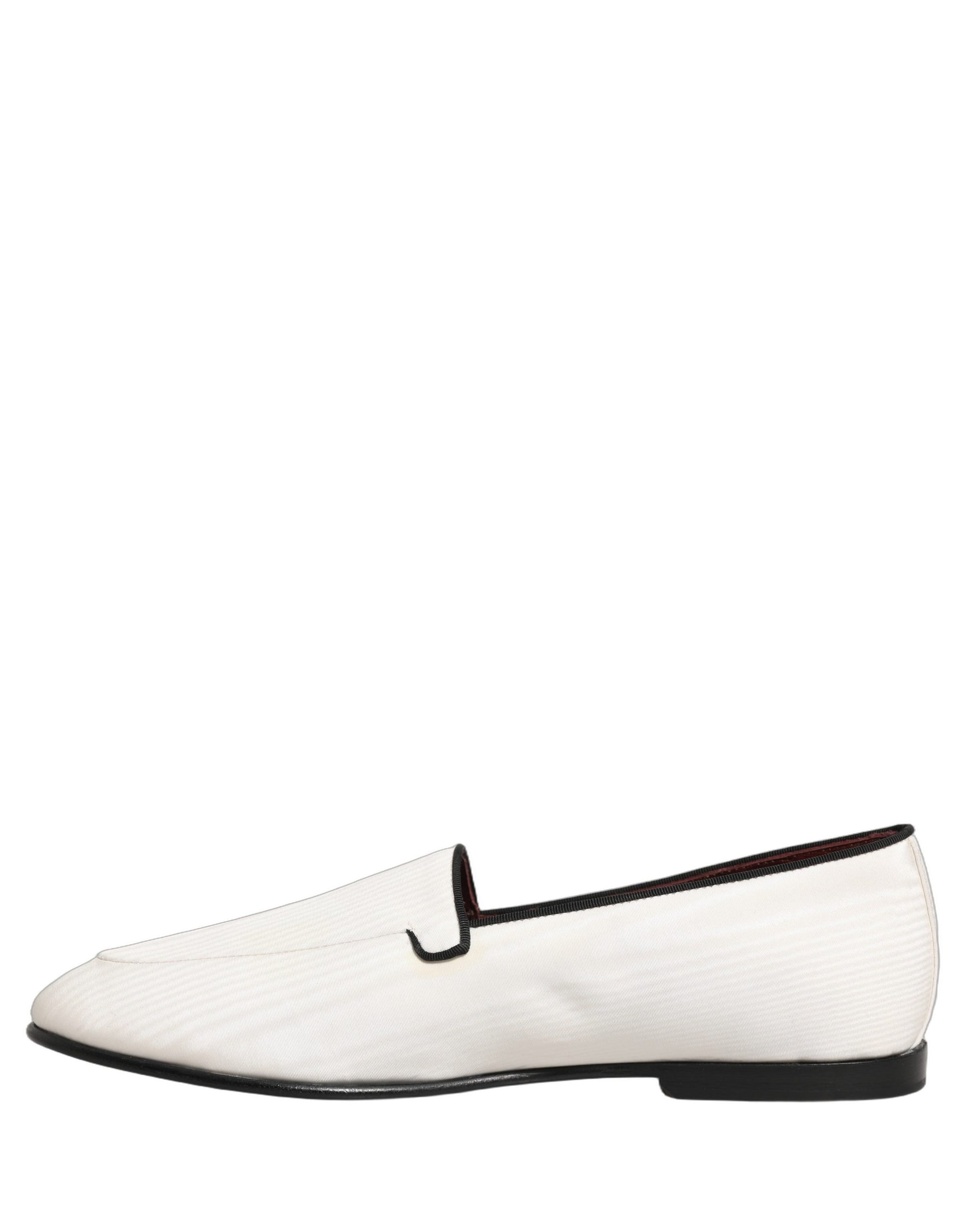 Mocassins plats à enfiler en velours blanc Dolce & Gabbana pour homme