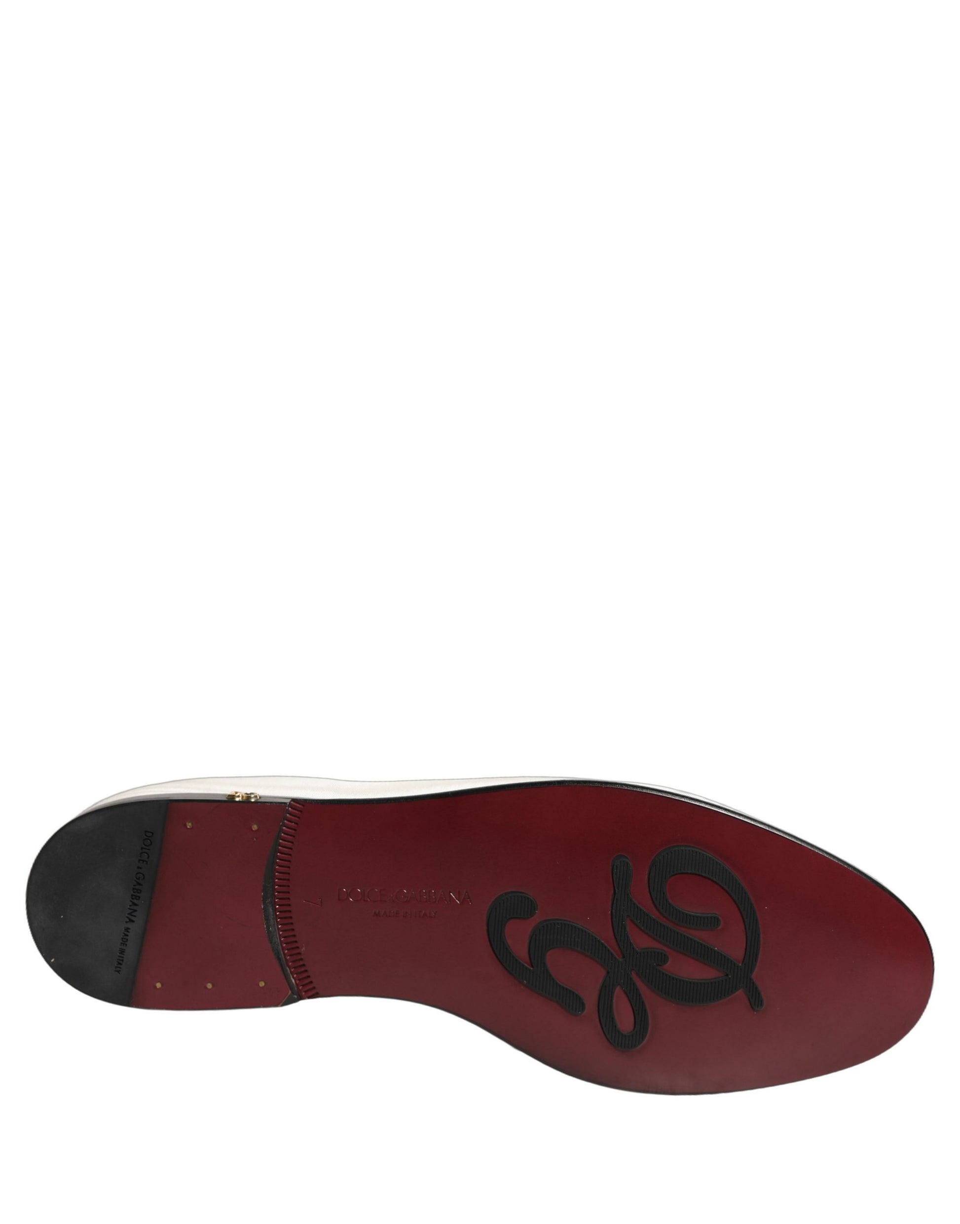 Mocassins plats à enfiler en velours blanc Dolce & Gabbana pour homme