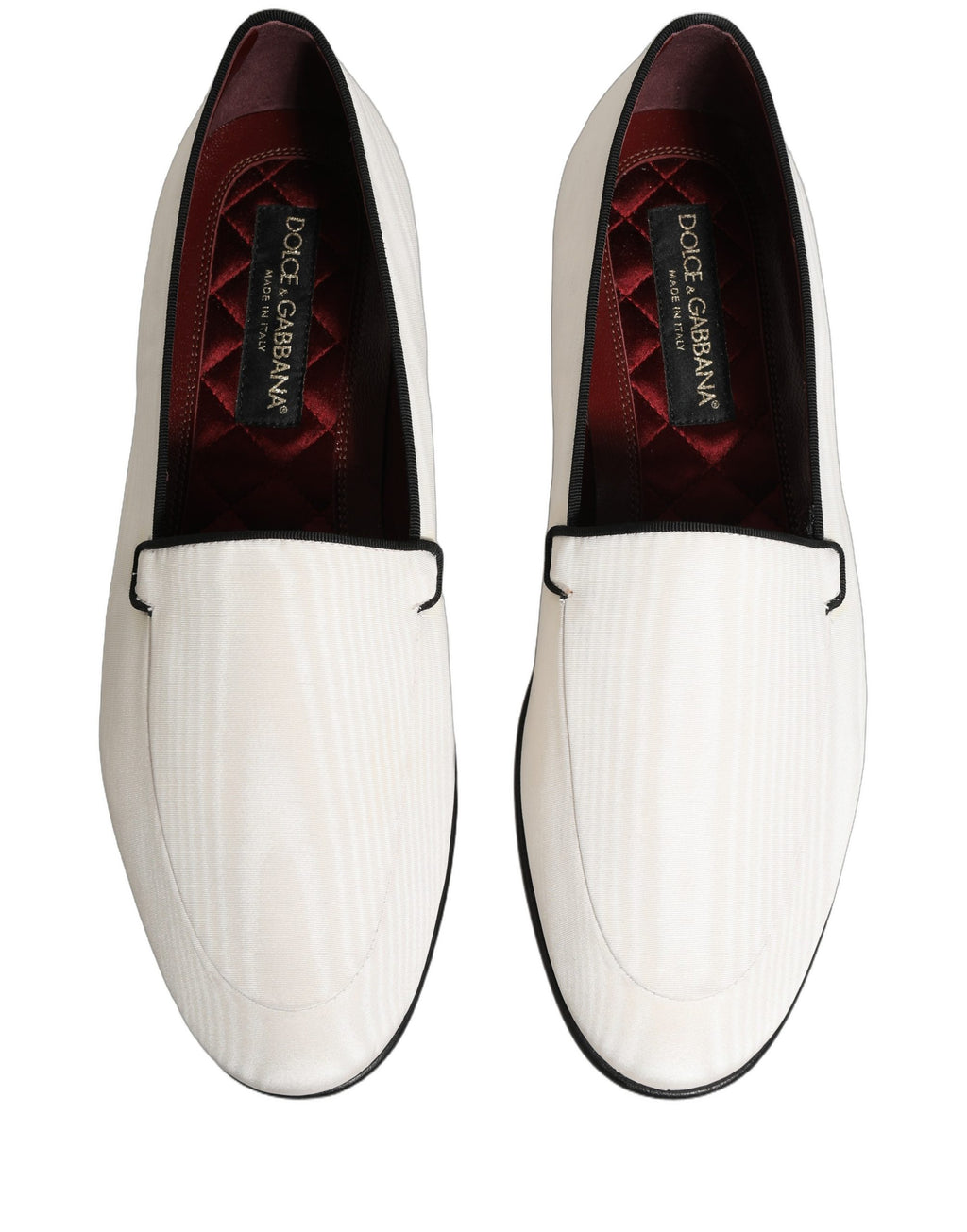 Mocassins plats à enfiler en velours blanc Dolce & Gabbana pour homme