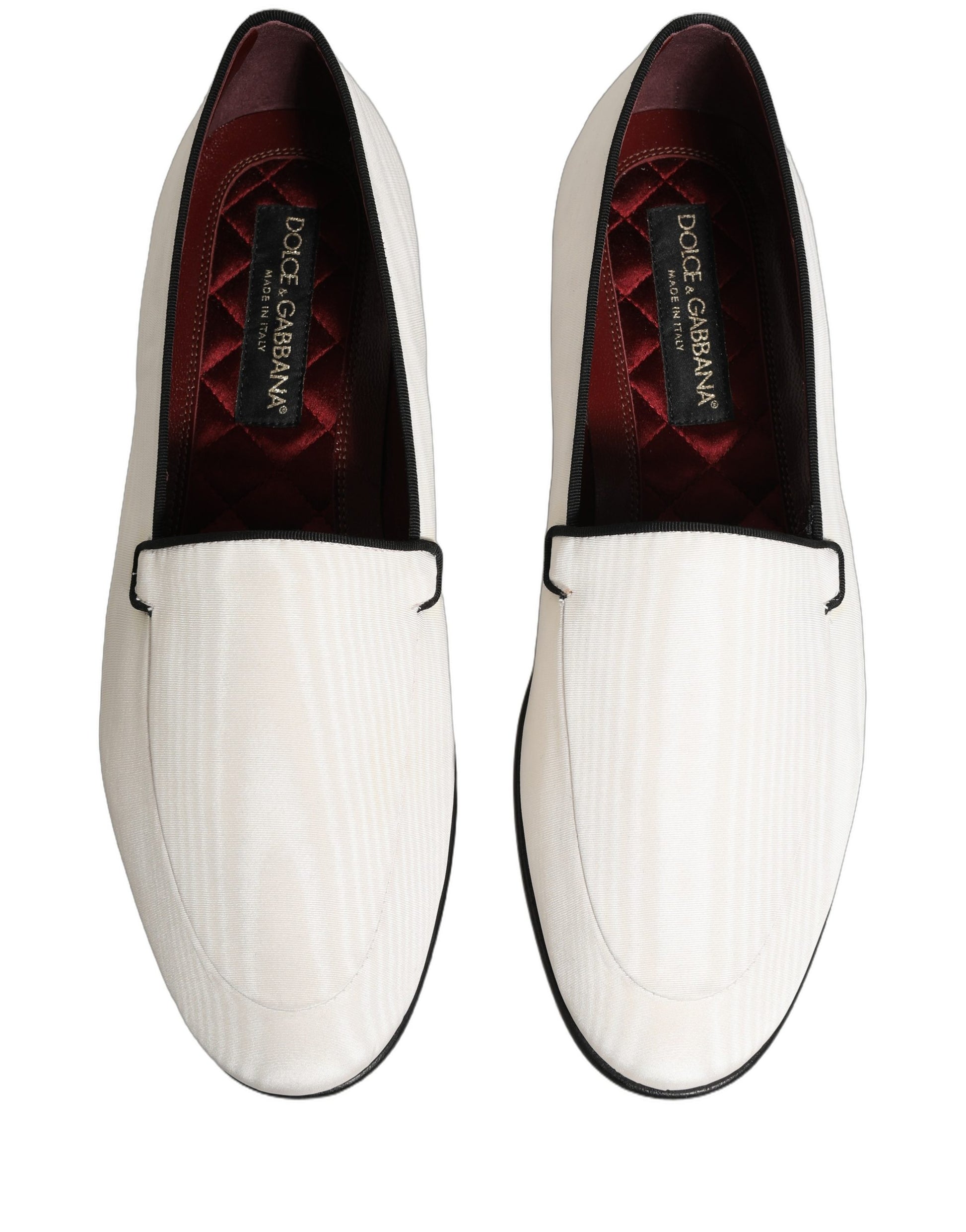 Mocassins plats à enfiler en velours blanc Dolce & Gabbana pour homme