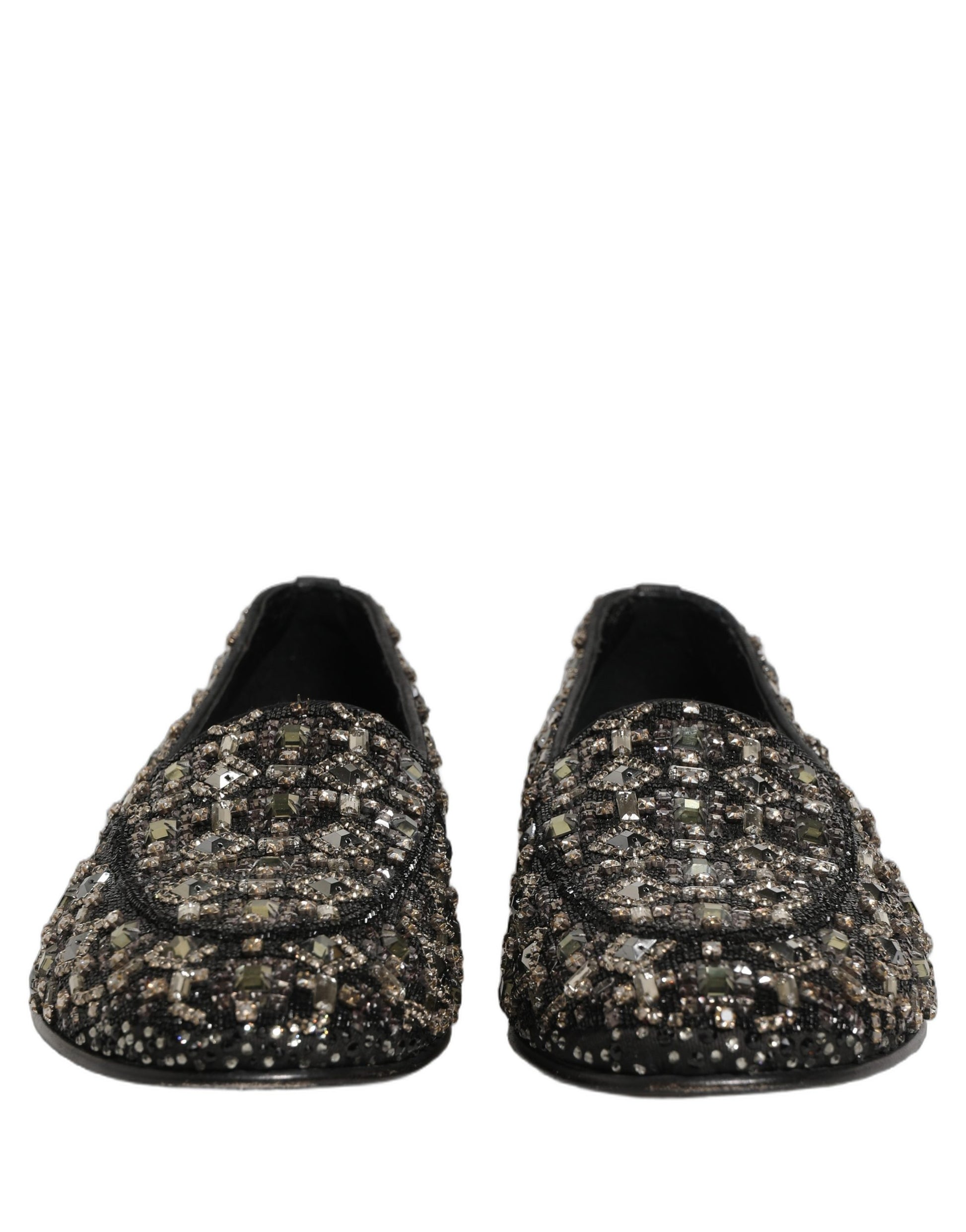 Chaussures mocassins Dolce & Gabbana en cuir argenté avec logo à enfiler