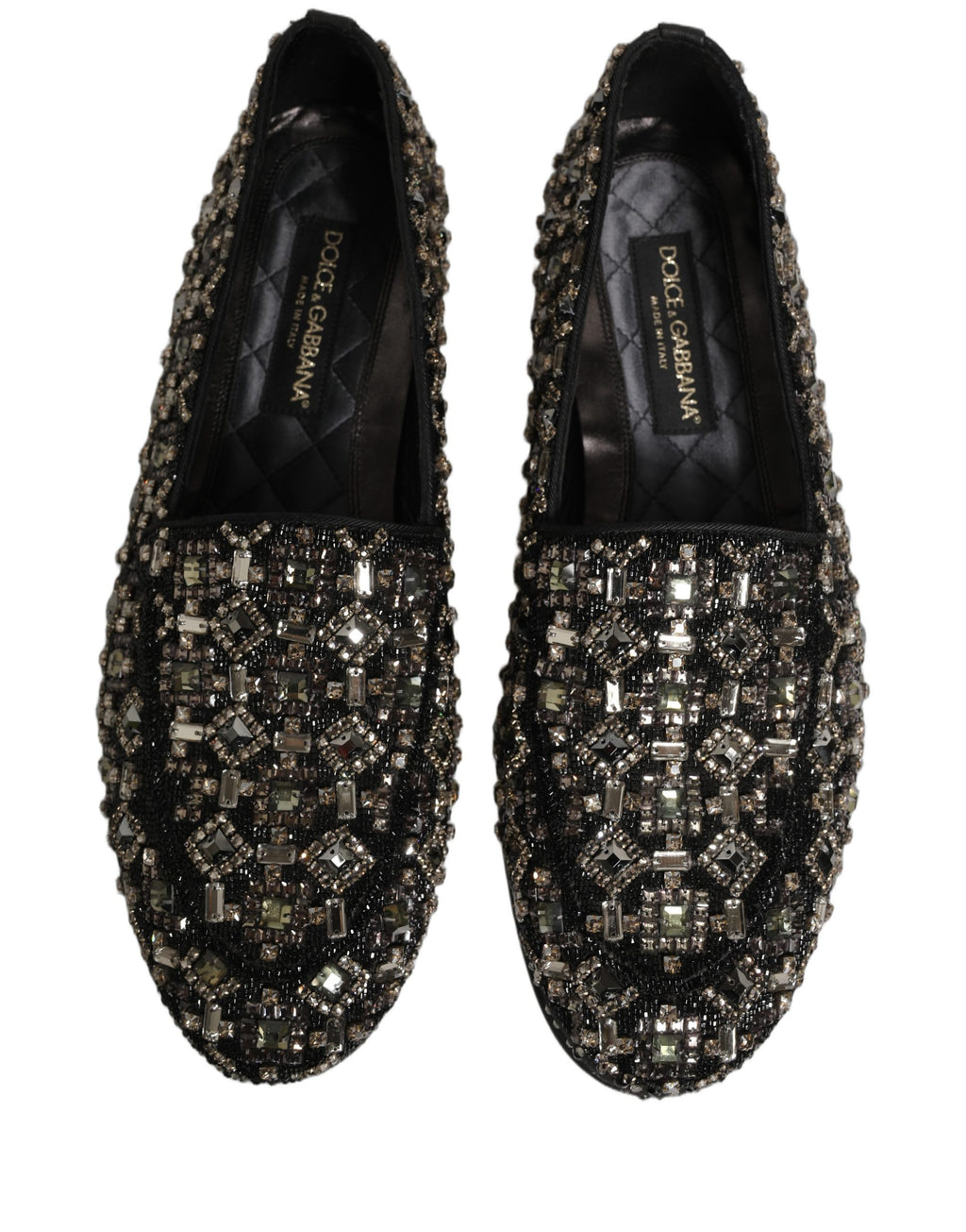 Chaussures mocassins Dolce & Gabbana en cuir argenté avec logo à enfiler
