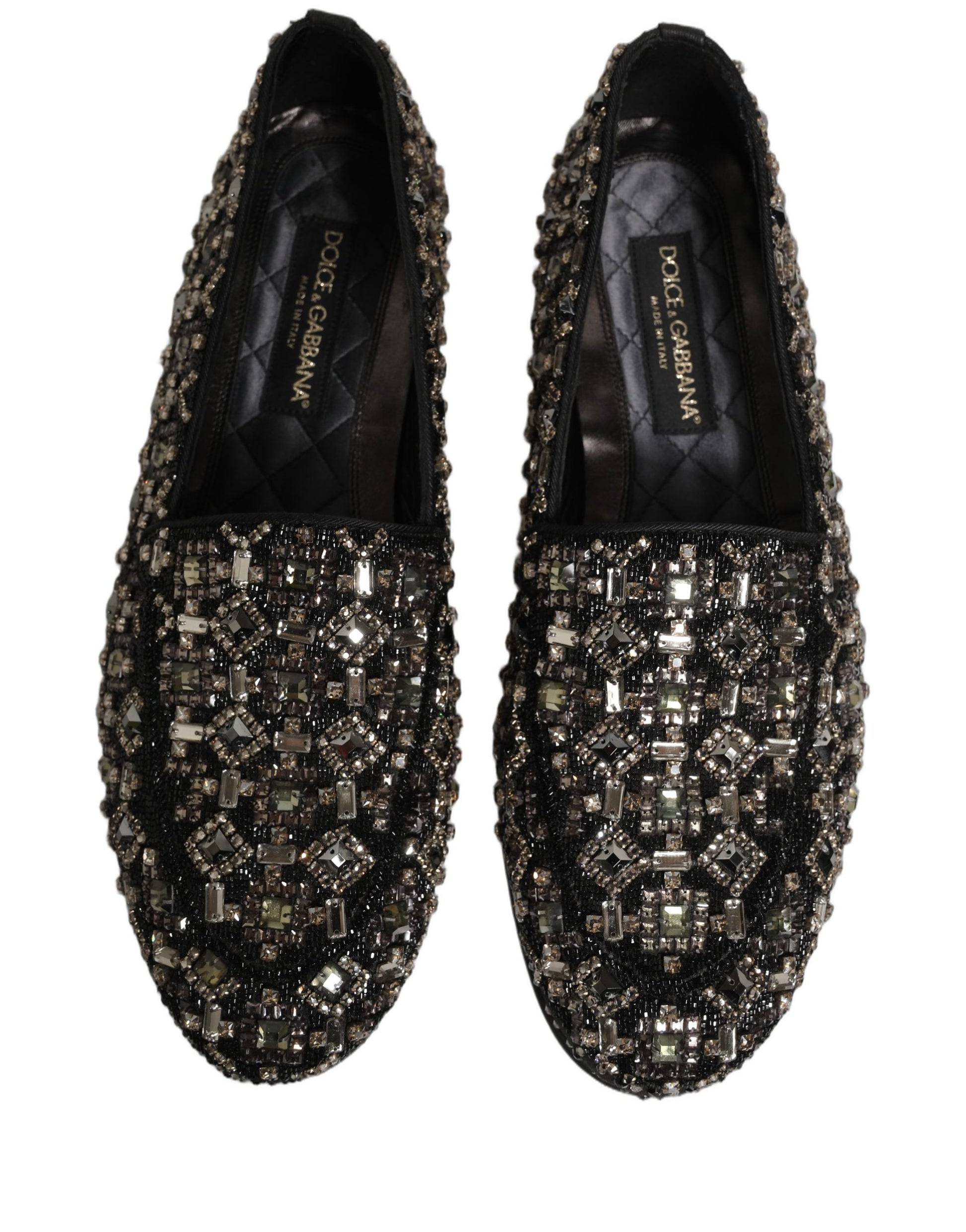 Chaussures mocassins Dolce & Gabbana en cuir argenté avec logo à enfiler