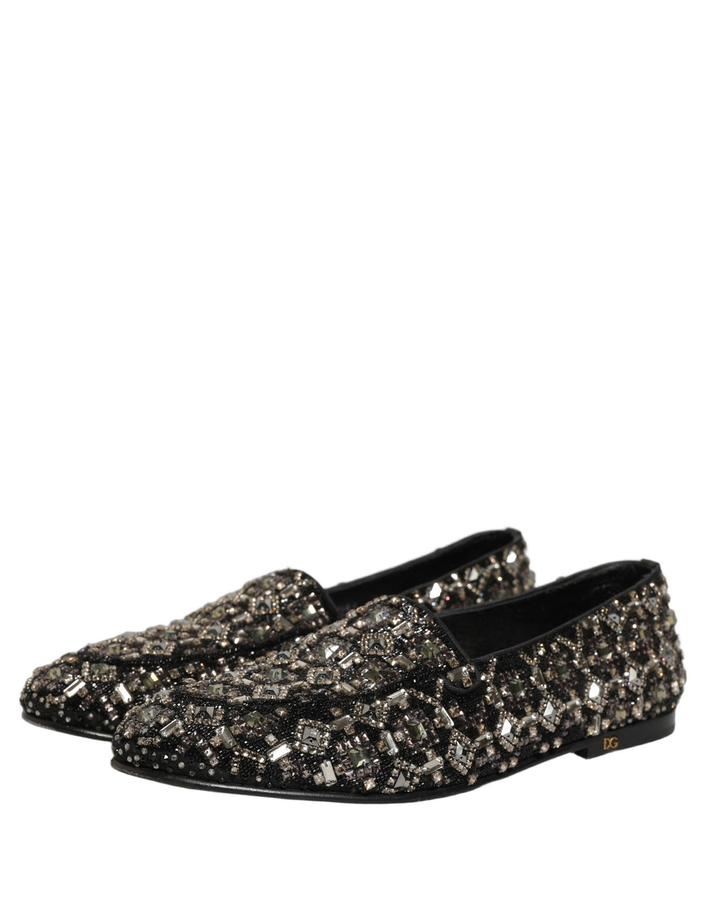 Chaussures mocassins Dolce & Gabbana en cuir argenté avec logo à enfiler