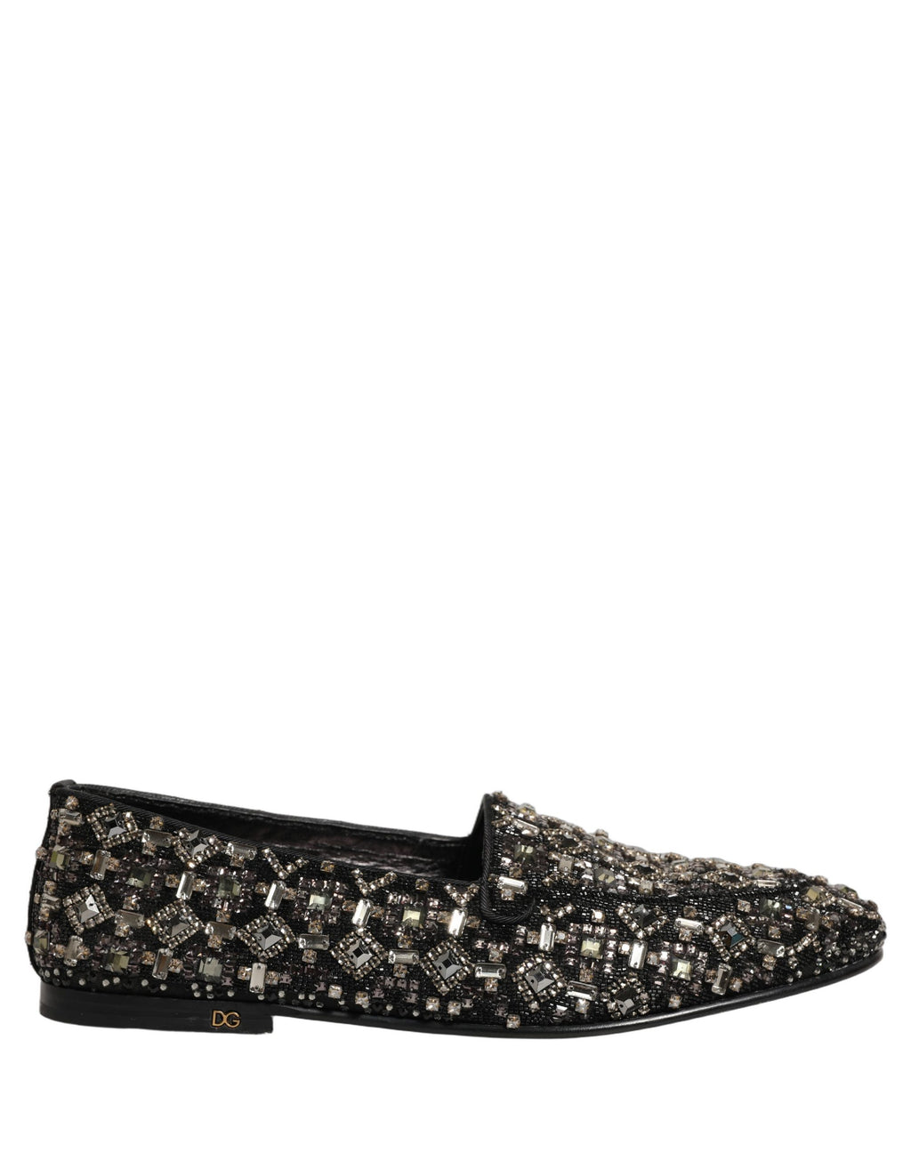 Chaussures mocassins Dolce & Gabbana en cuir argenté avec logo à enfiler