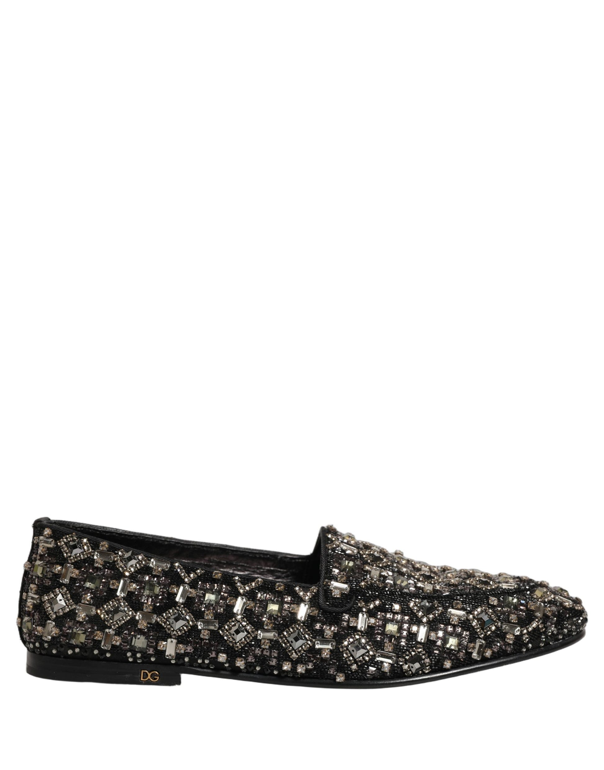 Chaussures mocassins Dolce & Gabbana en cuir argenté avec logo à enfiler