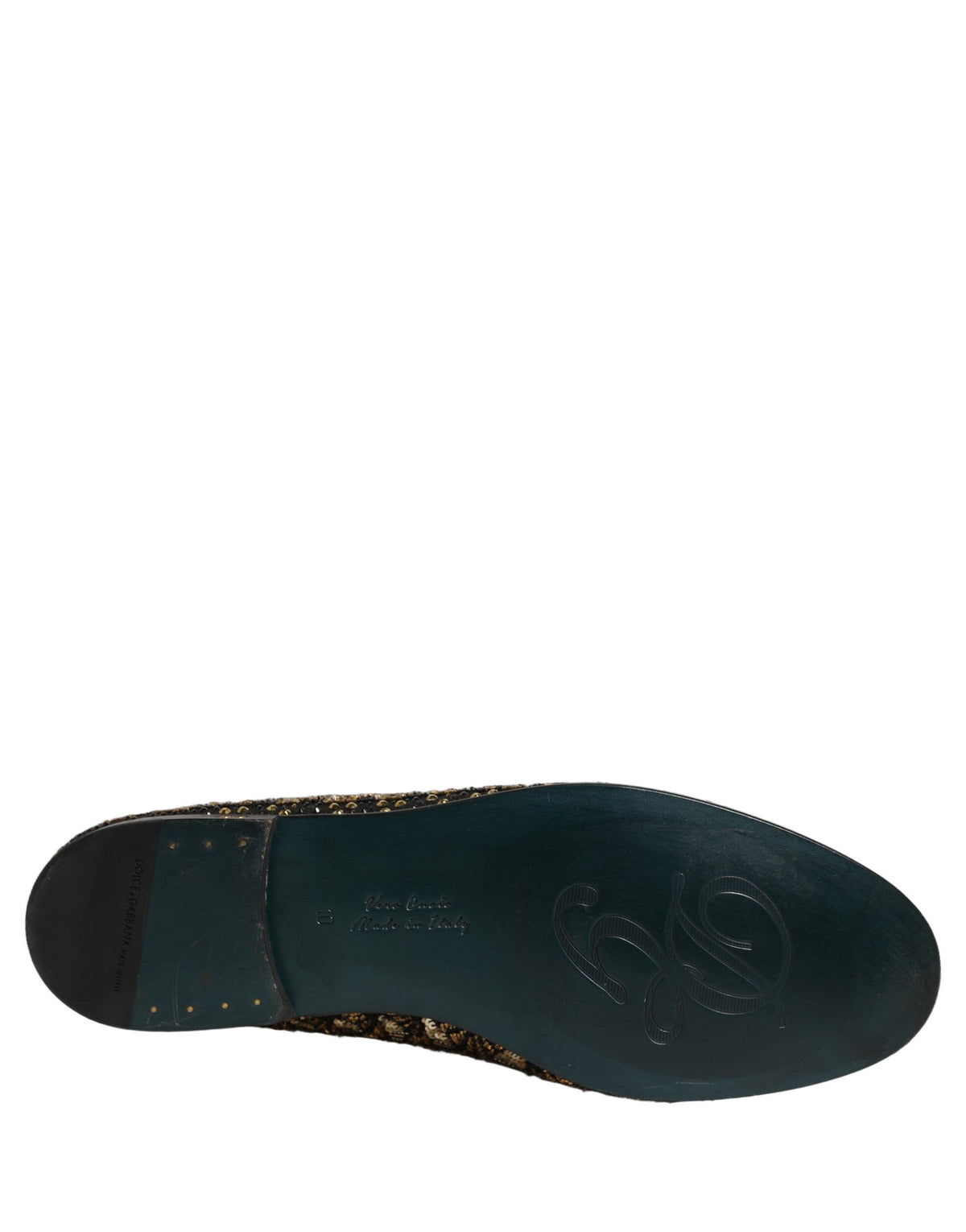 Dolce & Gabbana Schwarze Goldverzierte Slip-On Loafer Schuhe