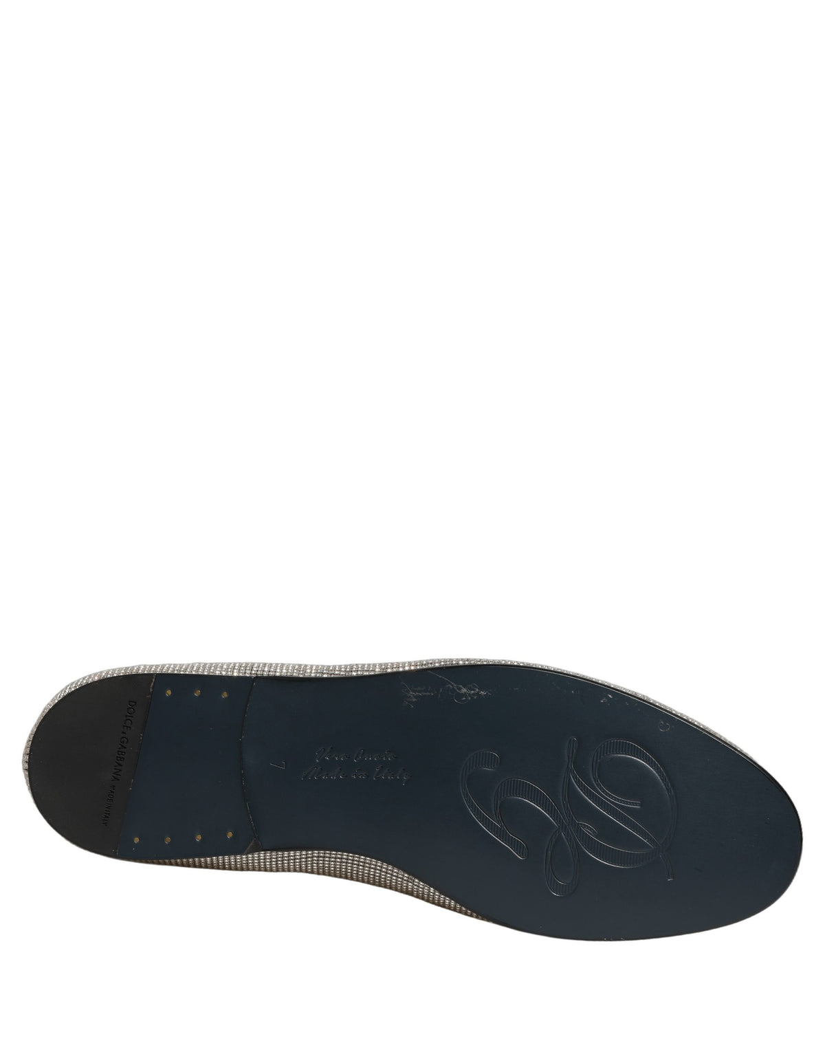 Dolce & Gabbana Silberne, kristallverzierte Herren Mokassins
