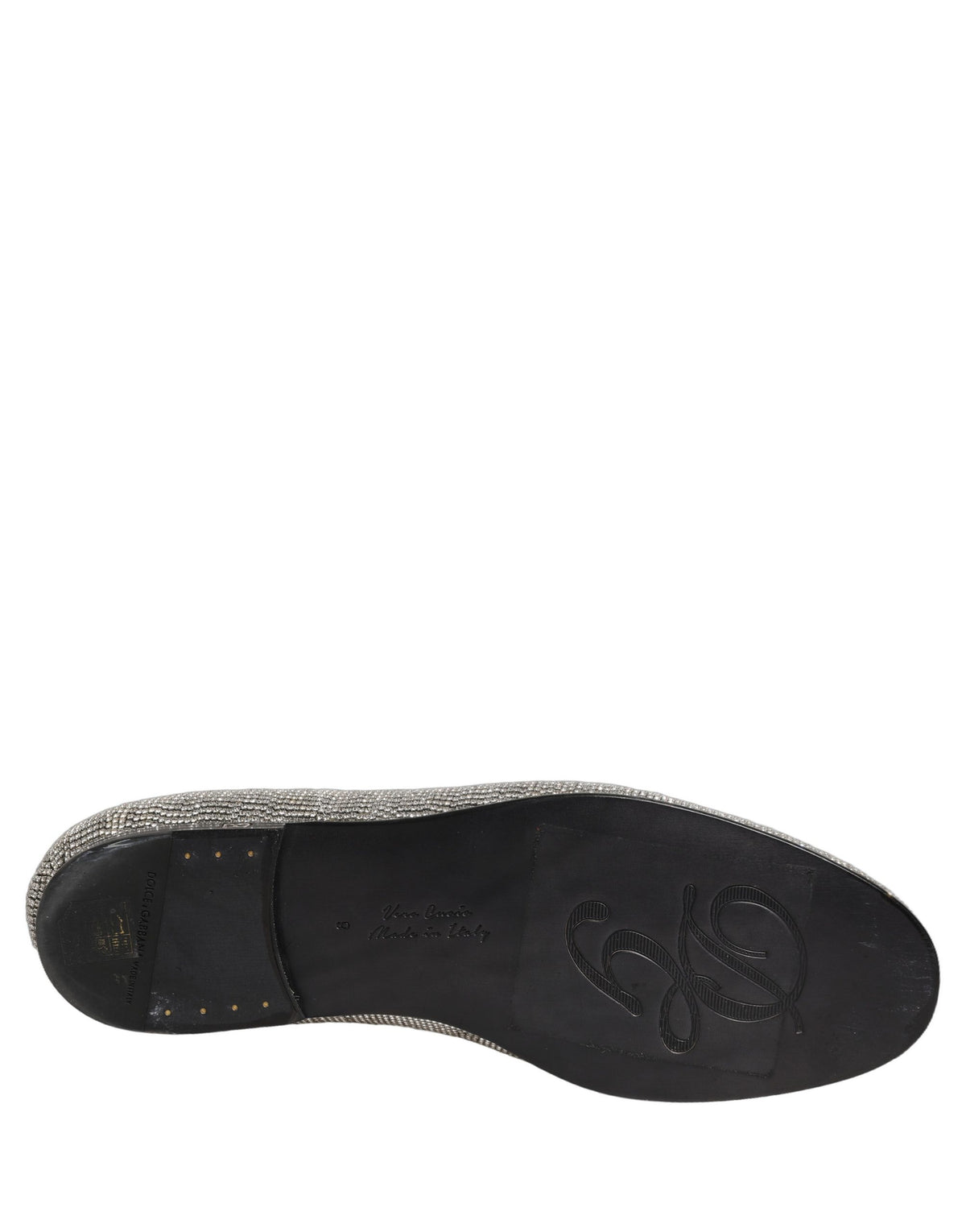 Dolce & Gabbana Silberne, kristallverzierte Herren Mokassins