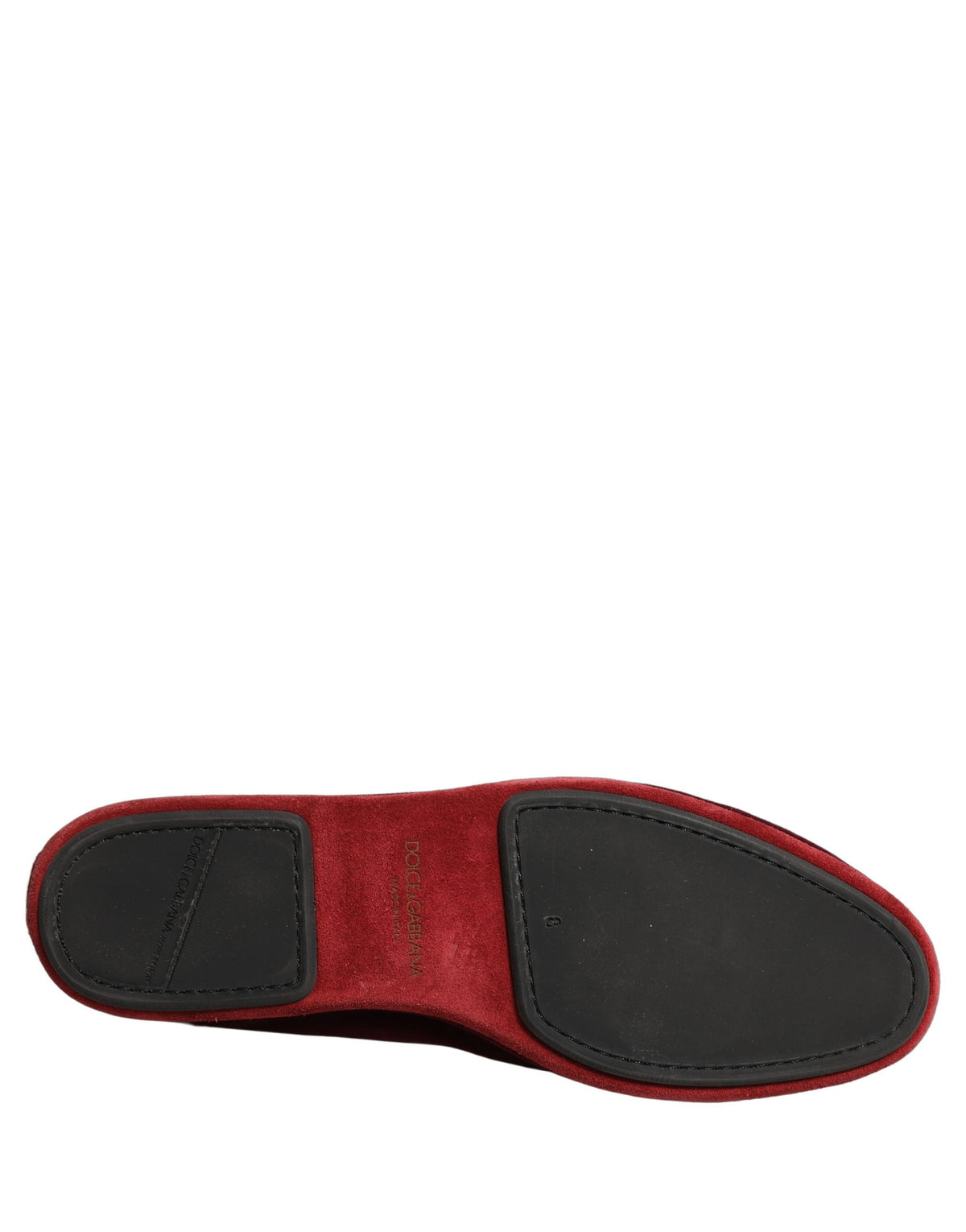 Dolce & Gabbana Rote Wildleder-Herren-Loafer mit Verzierungen