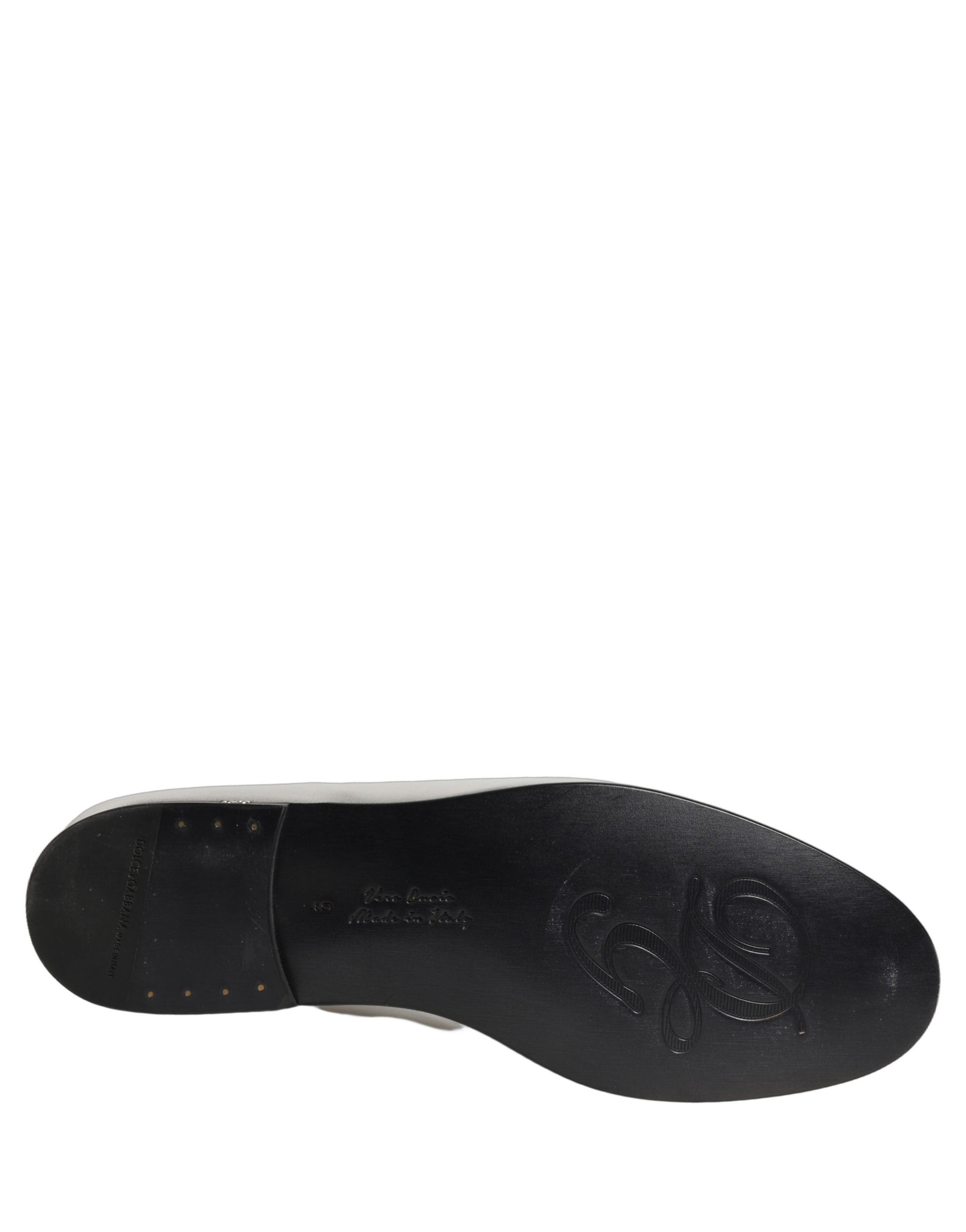 Mocassins en cuir argenté avec logo DG Dolce & Gabbana