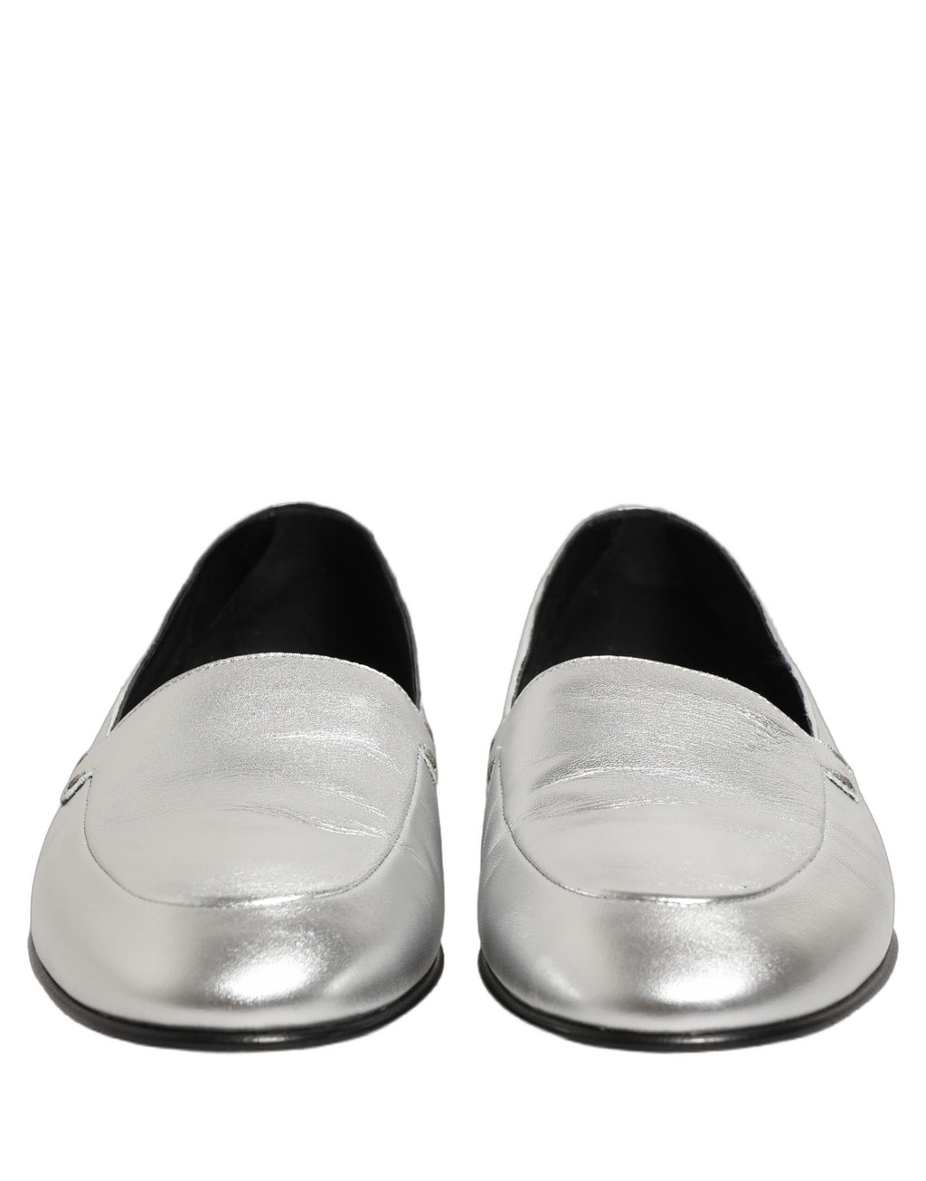 Mocassins en cuir argenté avec logo DG Dolce & Gabbana
