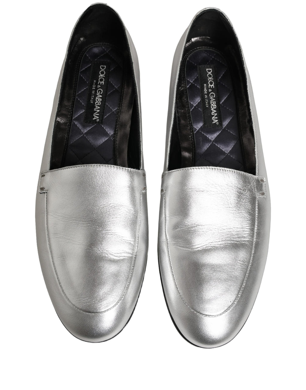 Mocassins en cuir argenté avec logo DG Dolce & Gabbana