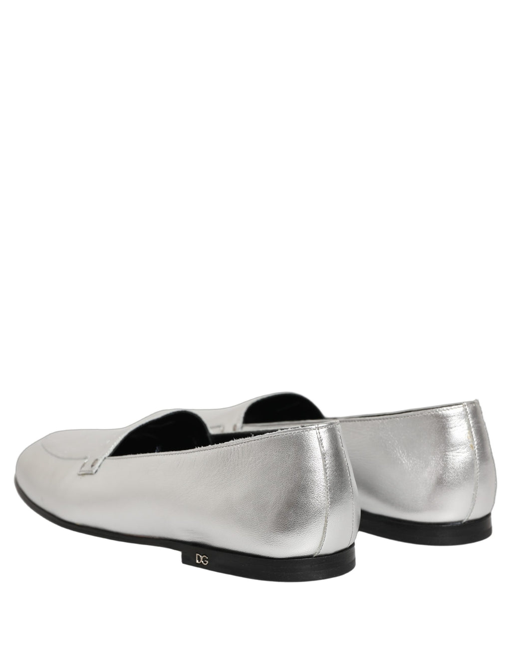 Mocassins en cuir argenté avec logo DG Dolce & Gabbana