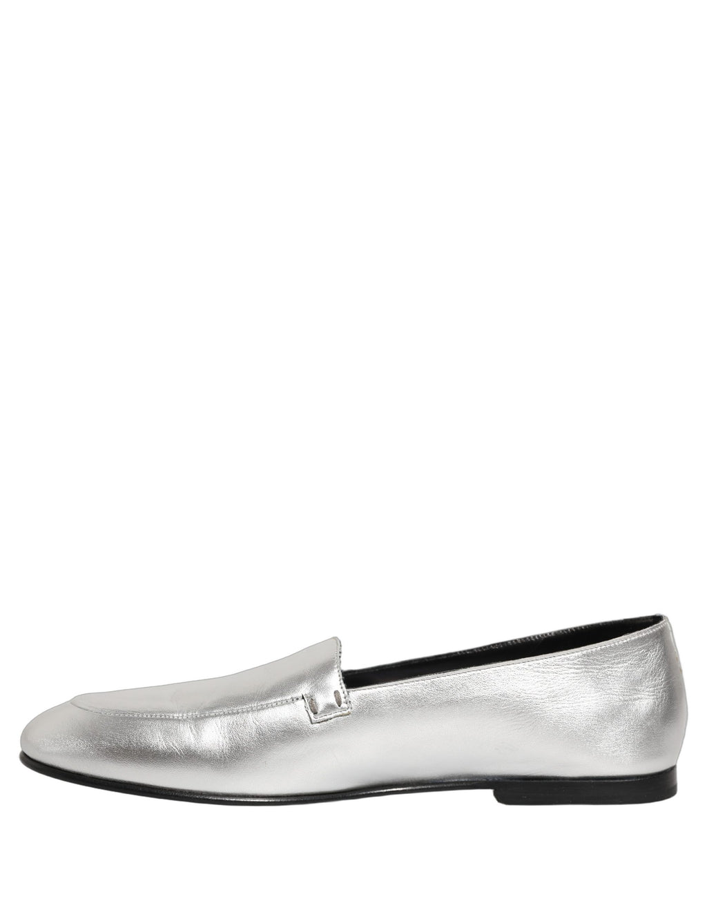 Mocassins en cuir argenté avec logo DG Dolce & Gabbana