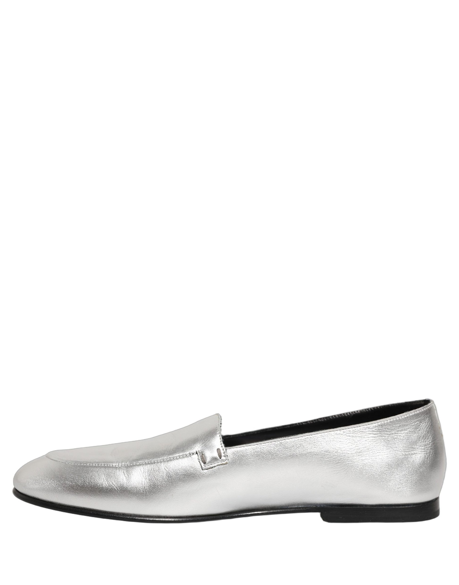 Mocassins en cuir argenté avec logo DG Dolce & Gabbana