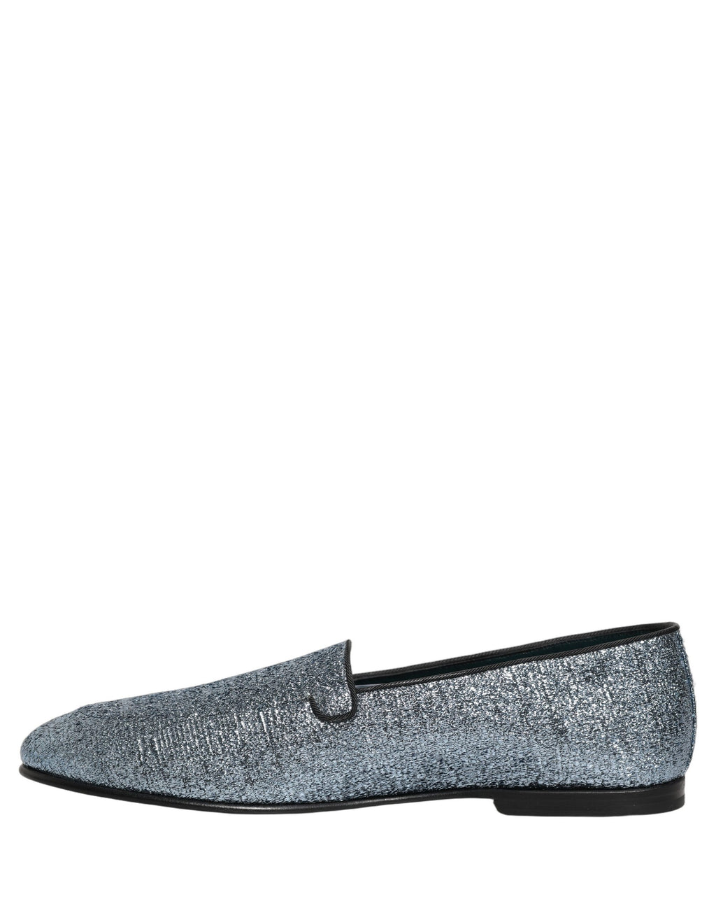 Mocassins Dolce & Gabbana en lurex bleu à paillettes avec logo DG