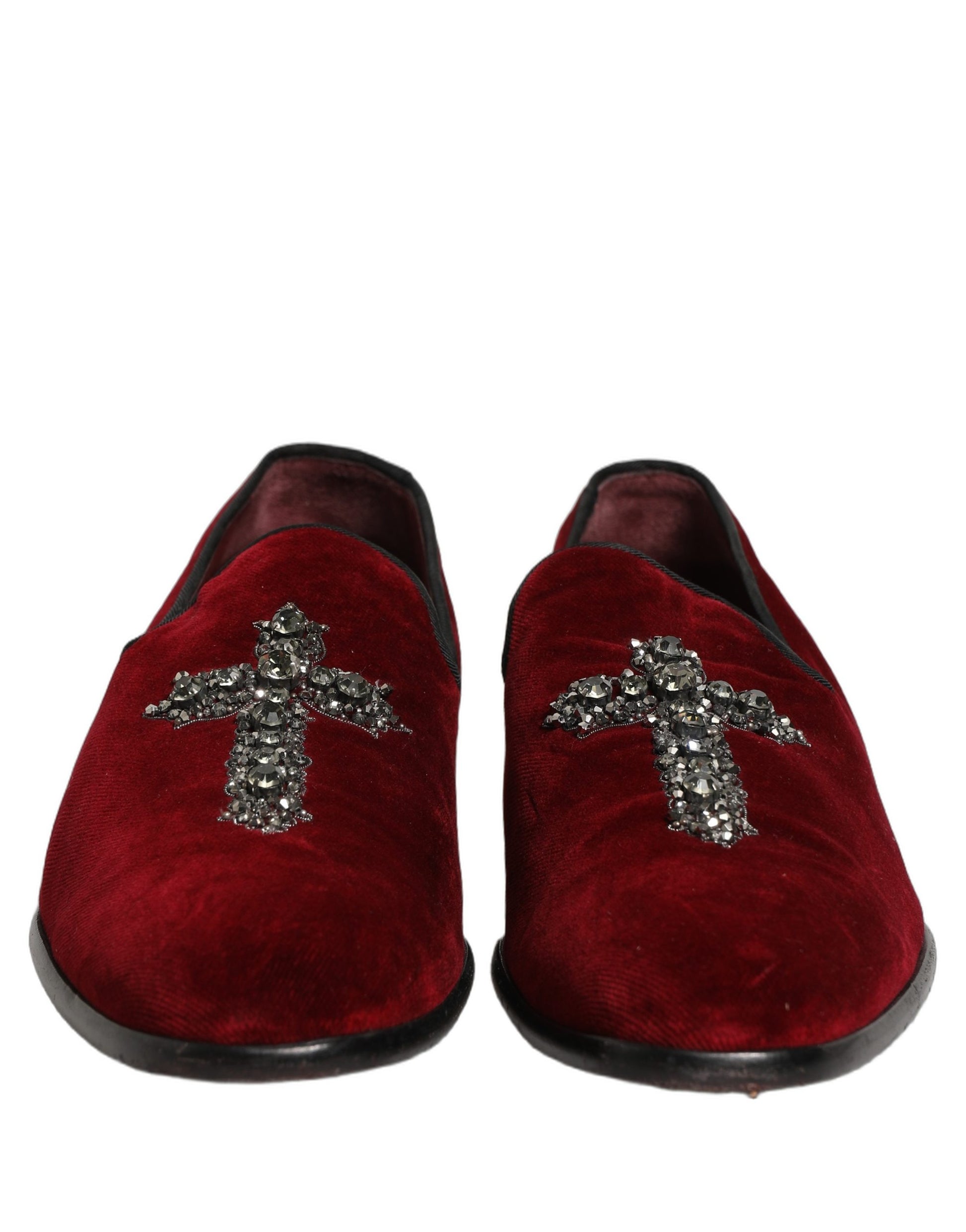 Mocassins Dolce & Gabbana bordeaux en daim croisé à enfiler