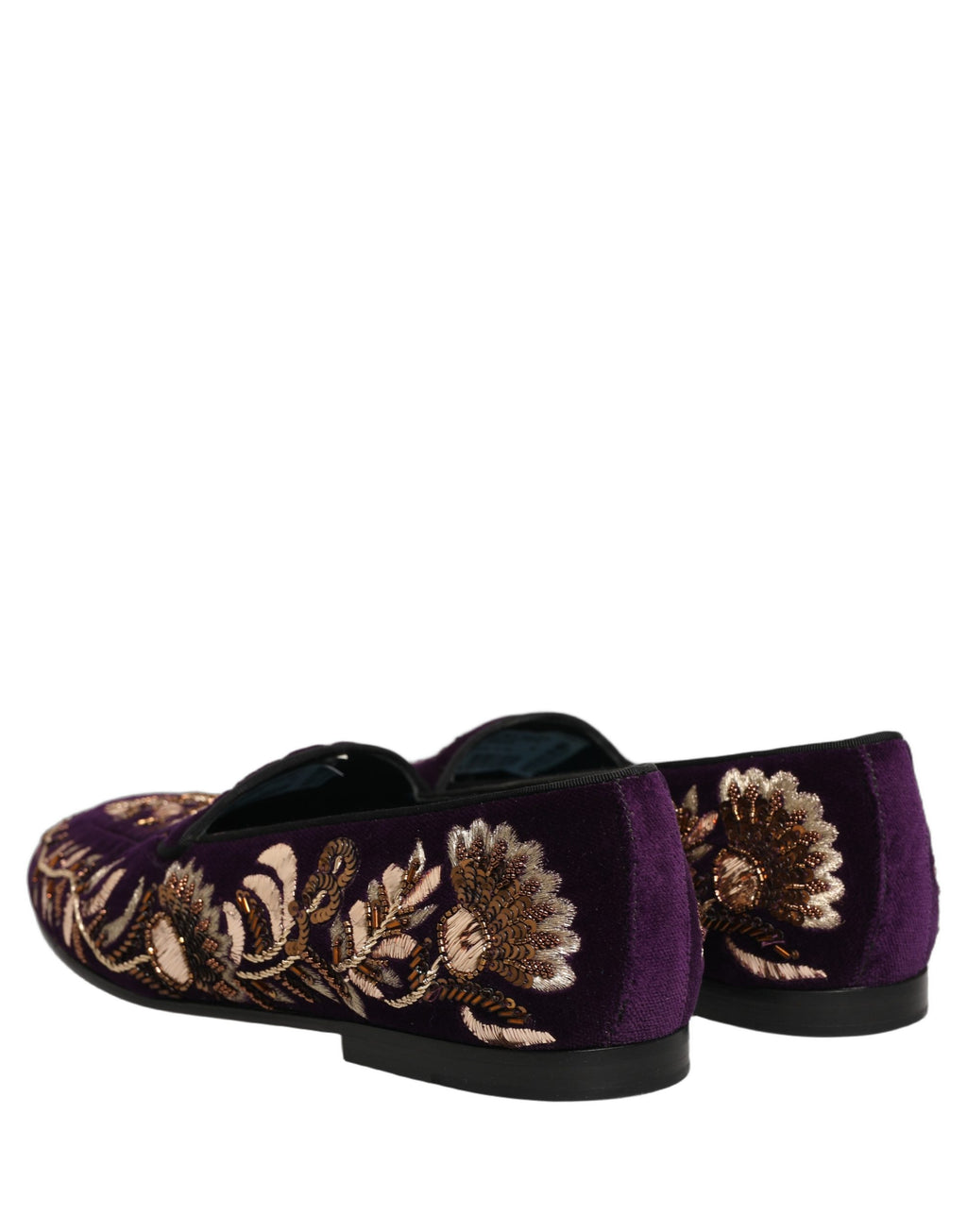Mocassins Dolce & Gabbana en velours violet brodé floral