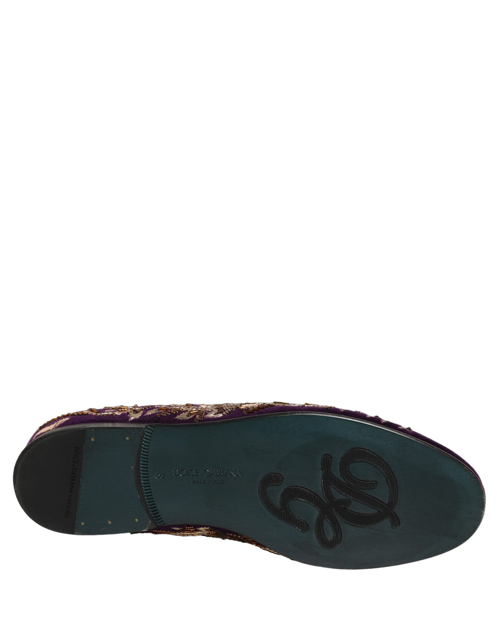 Mocassins Dolce & Gabbana en velours violet brodé floral