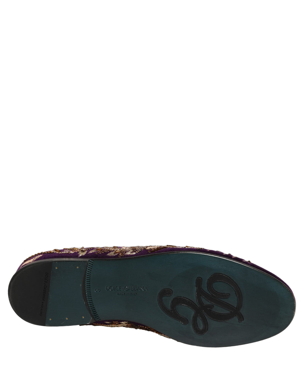 Dolce & Gabbana Violette Samt-Loafer mit Blumenstickerei