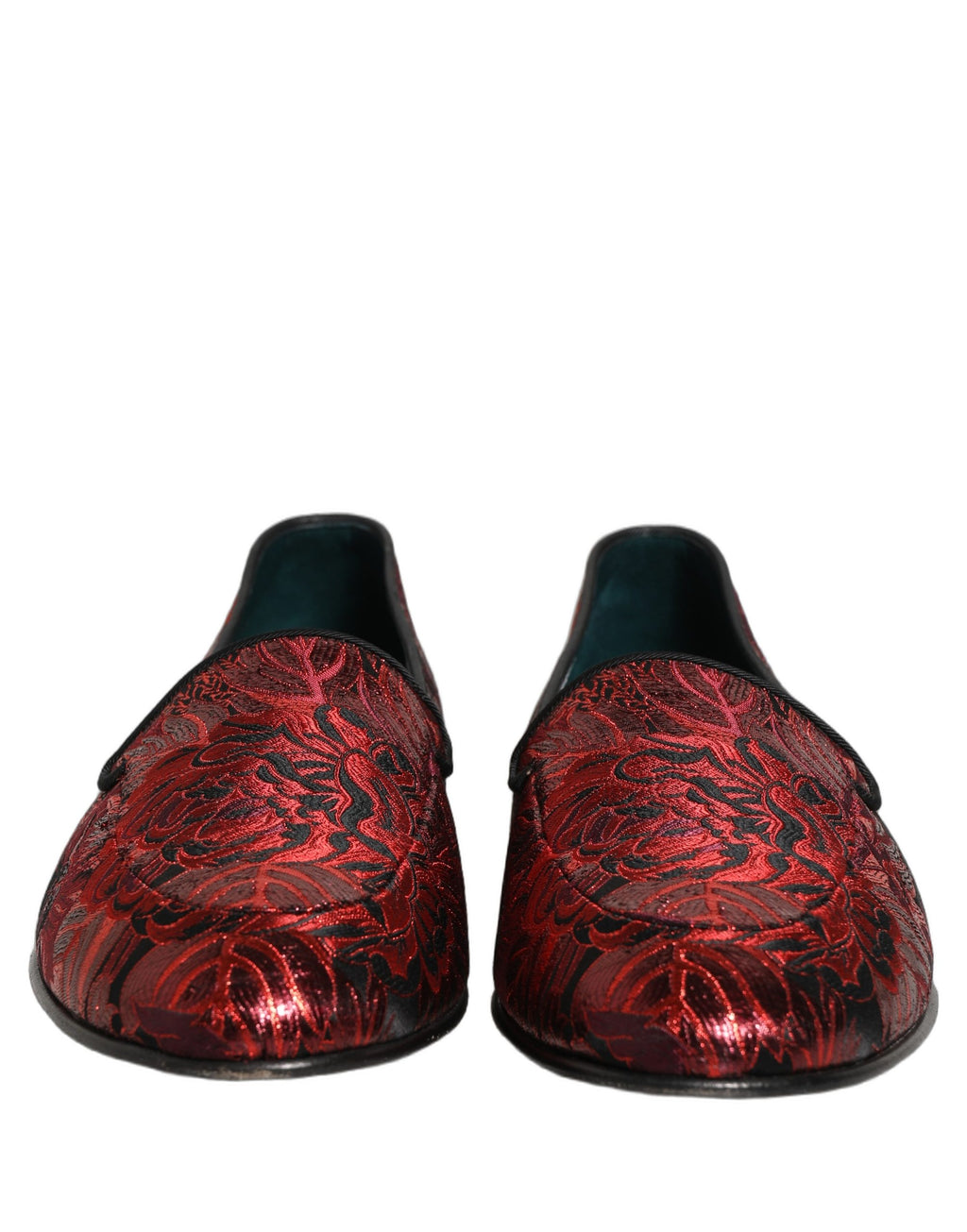 Chaussures mocassins à enfiler en jacquard floral rouge Dolce & Gabbana