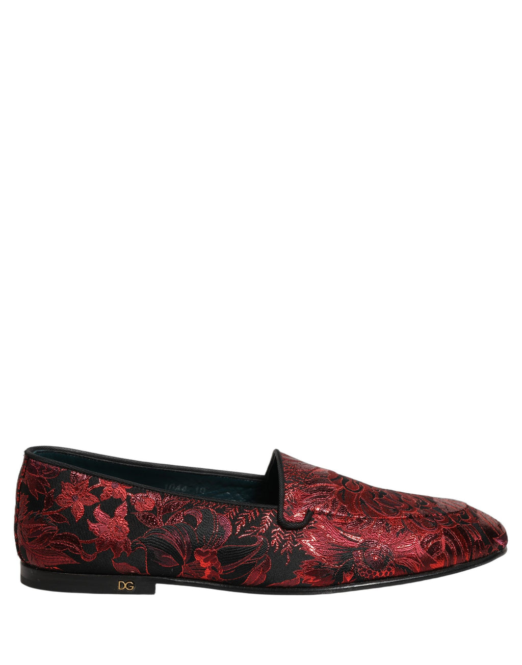 Chaussures mocassins à enfiler en jacquard floral rouge Dolce & Gabbana