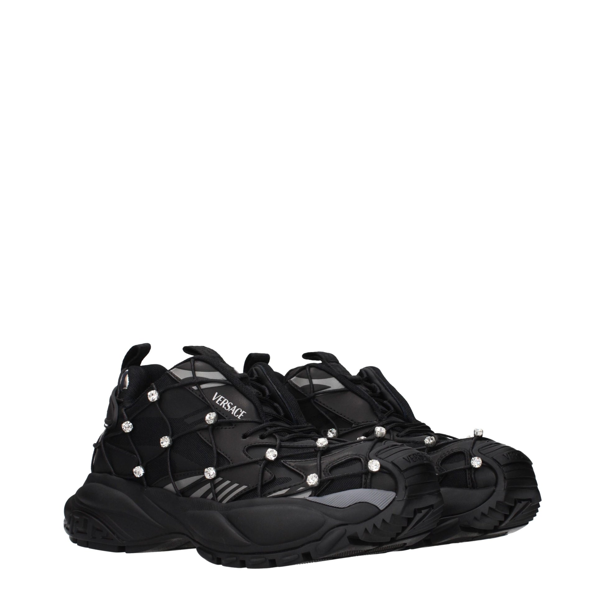 Baskets Chunky Versace en Tissu Noir