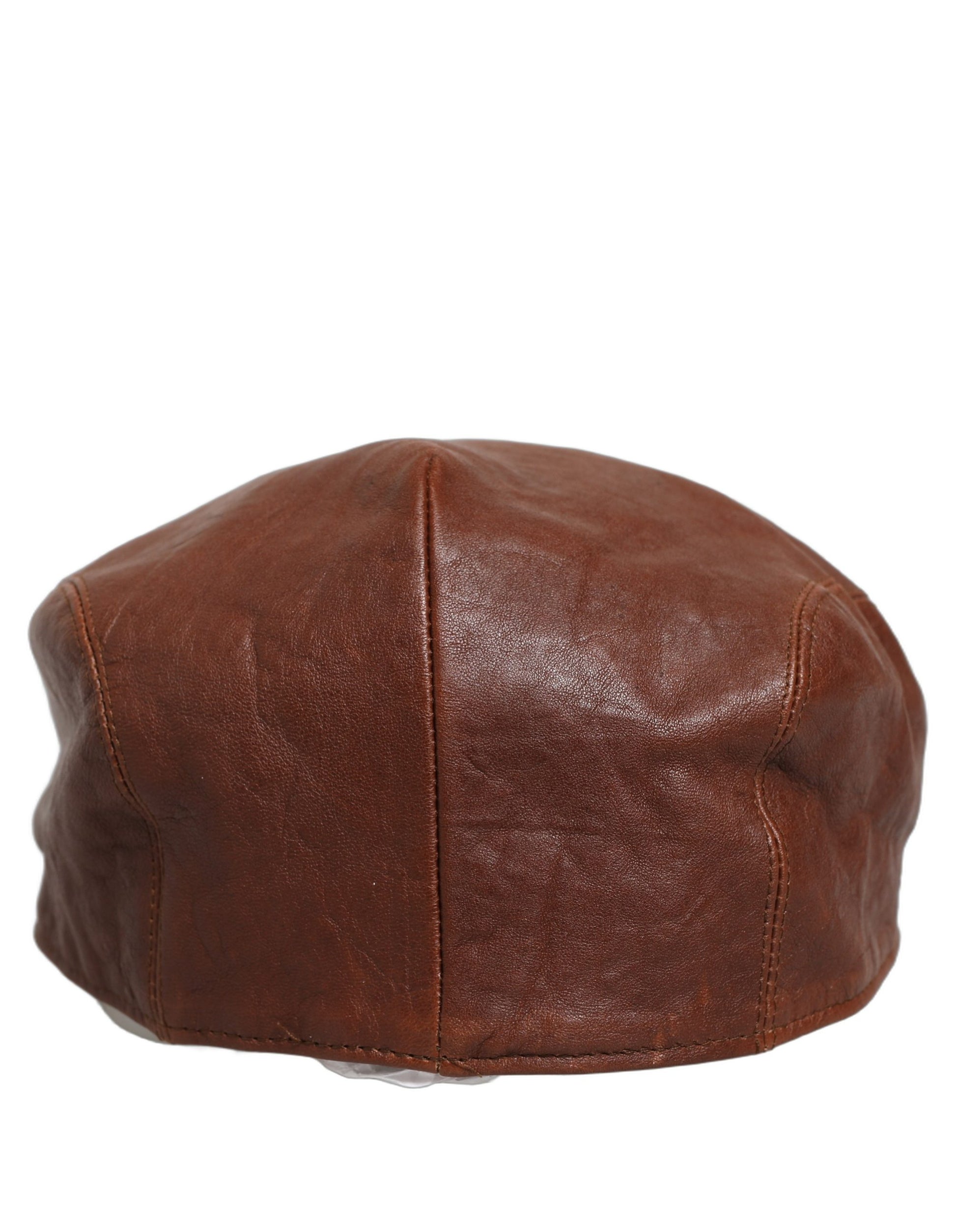 Dolce & Gabbana Casquette Plate Homme en Cuir d'Agneau Marron