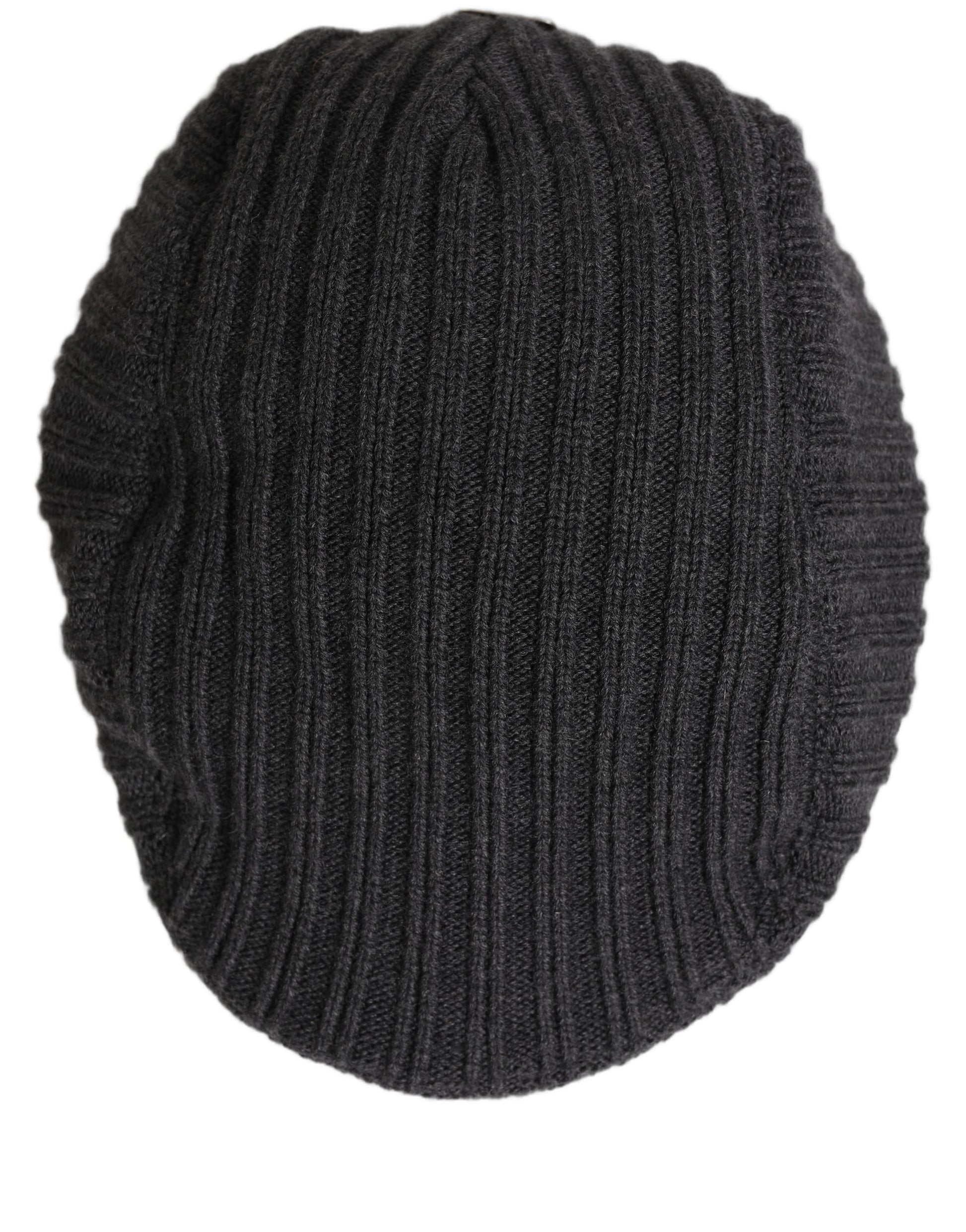 Dolce & Gabbana Homme Chapeau Casquette Gavroche en Laine Tricotée Gris Foncé