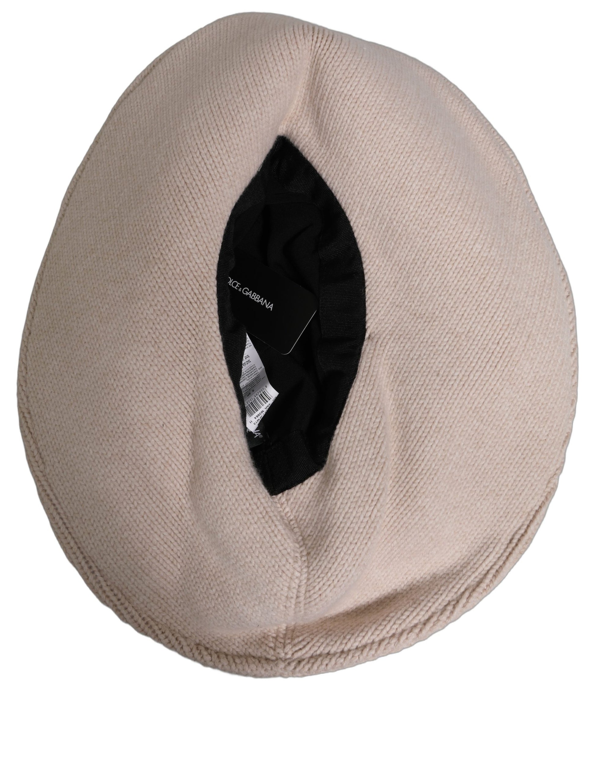 Chapeau bob Dolce & Gabbana en maille de laine beige à large bord pour femme