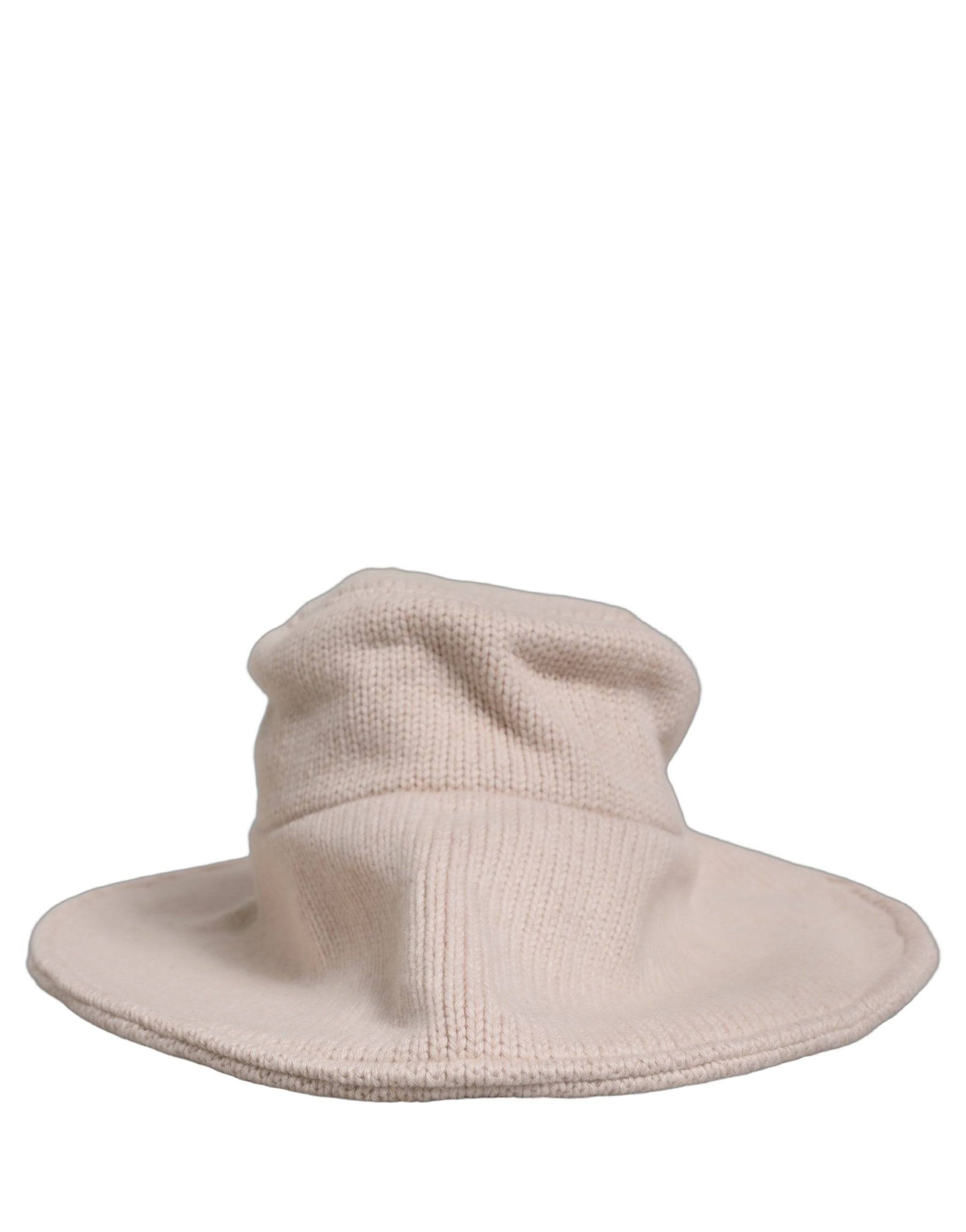 Chapeau bob Dolce & Gabbana en maille de laine beige à large bord pour femme