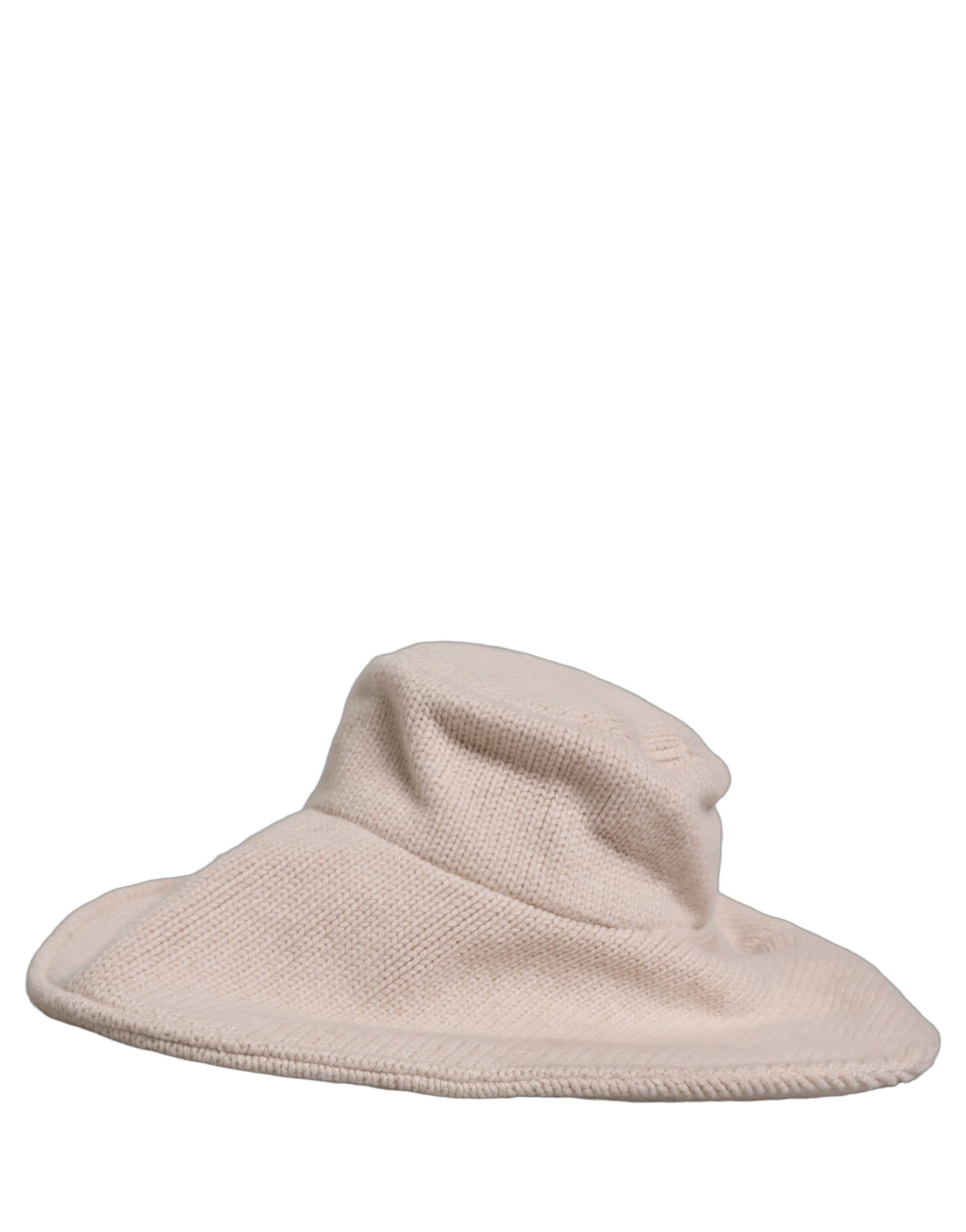 Chapeau bob Dolce & Gabbana en maille de laine beige à large bord pour femme