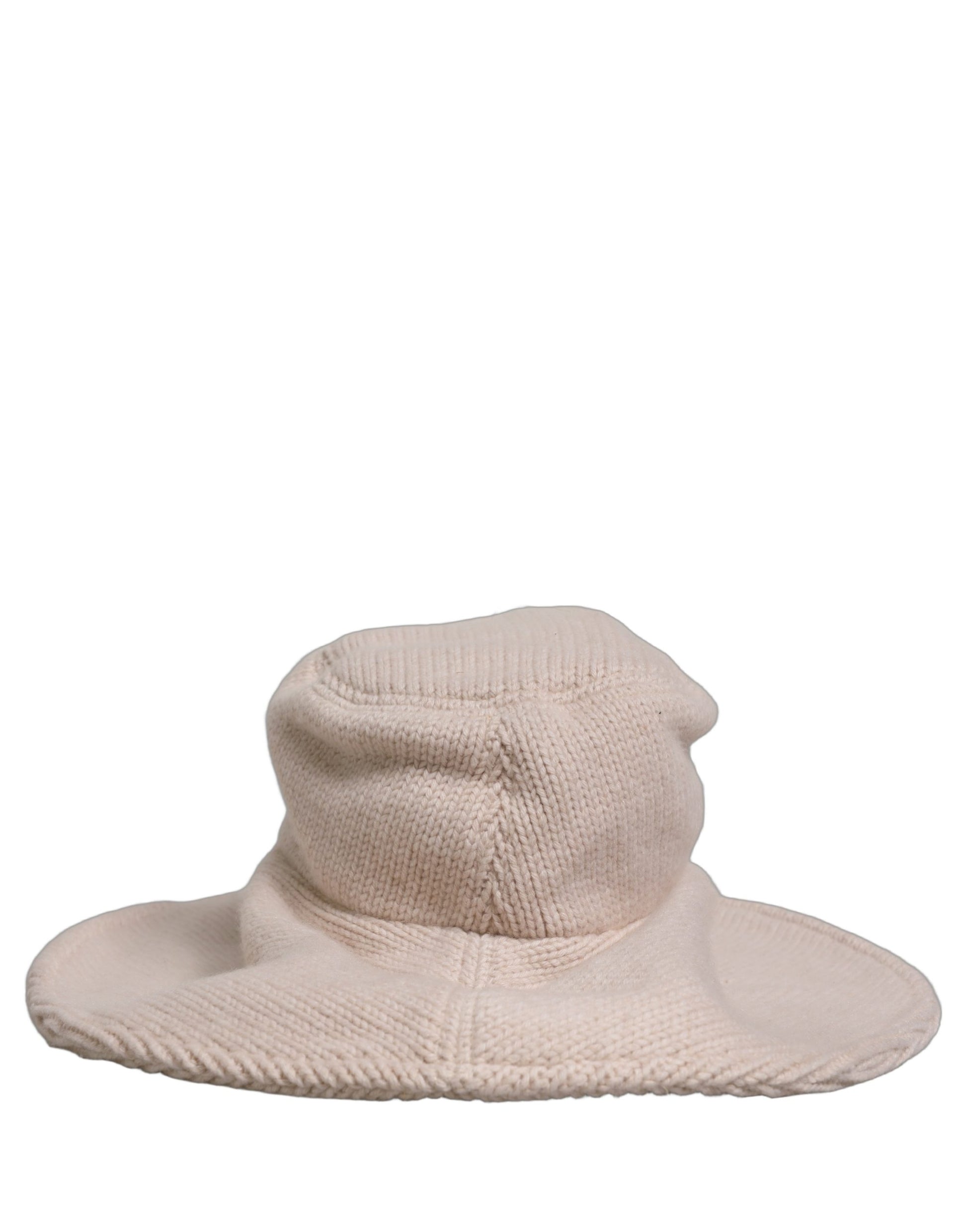Chapeau bob Dolce & Gabbana en maille de laine beige à large bord pour femme