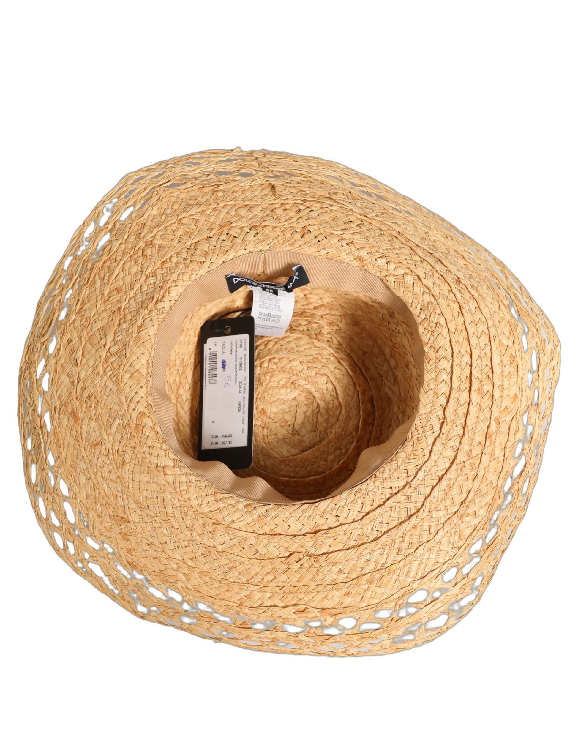 Chapeau Bob Dolce & Gabbana Femme Beige Large Bord Floral
